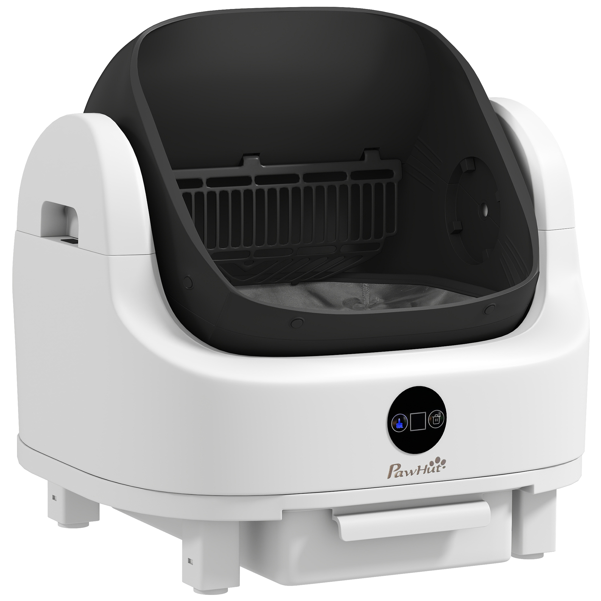 PawHut selbstreinigende Katzentoilette offenes Katzenklo Geruchsisolierung/Sicherheitsschutz, Müllbeutel, großer Behälter, für mehrere Katzen, weiß   Aosom