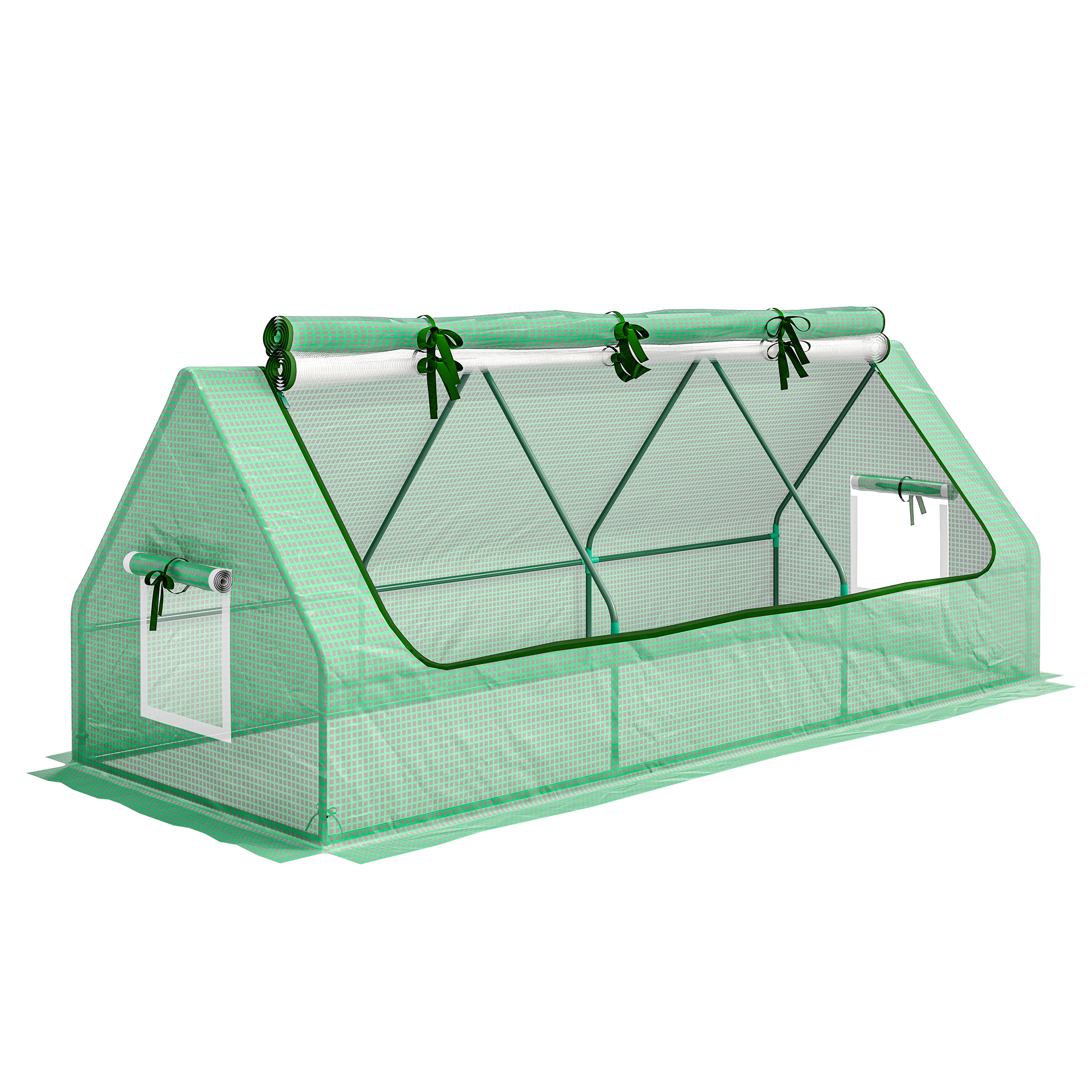 Outsunny Mini Gewächshaus Foliengewächshaus mit Mesh Fenster, UV-beständig, PE Folie, 240 x 90 x 90 cm, perfekt für Garten & Aufzucht   Aosom.de