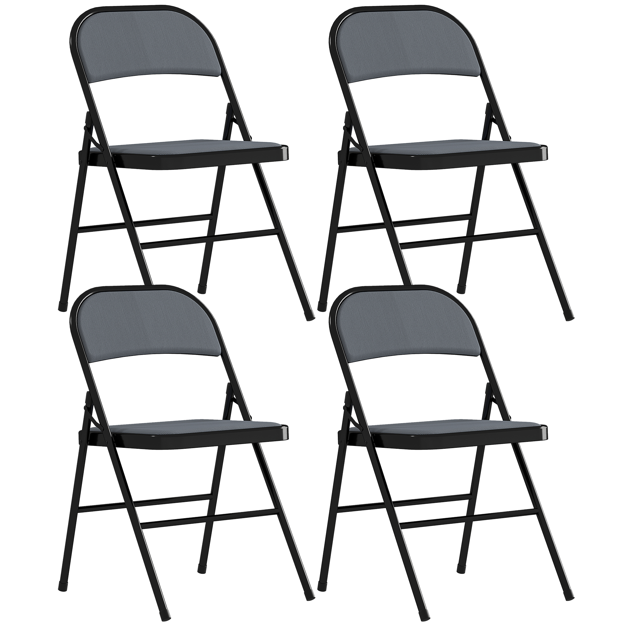 HOMCOM 4er-Set klappbare Stühle, tragbare Esszimmerstühle, klappbarer Innenstuhl mit gepolstertem Cordvelours-Sitz und Stahlrahmen, Maße 45l x 46P x 78H cm, grau Aosom