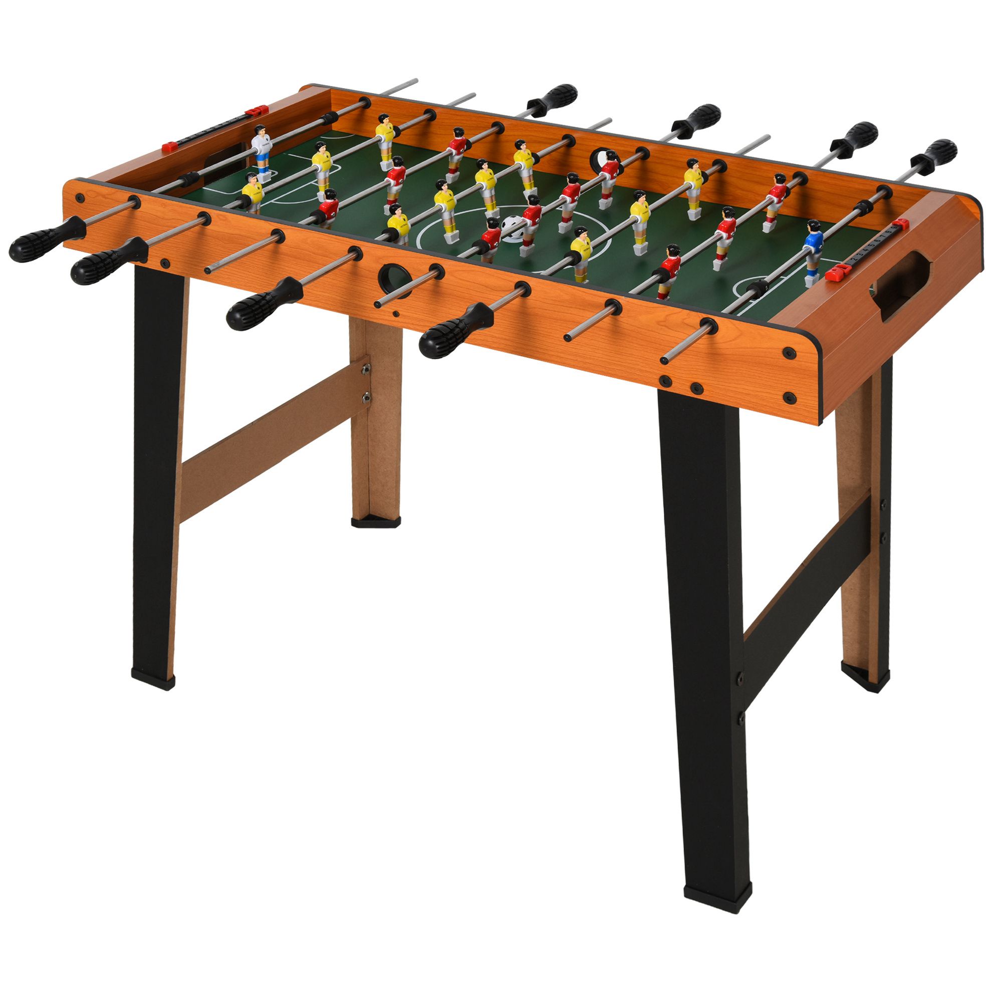 HOMCOM Mini Tischkicker mit 2 Beinsätzen, tragbarer Kickertisch mit 22 Spielern 2 Kickerbälle Holz-Optik Tischfussball für Kinder Erwachsene, für Spielzimmer, 84,5 x 40 x 61,2 cm, Naturholz Aosom