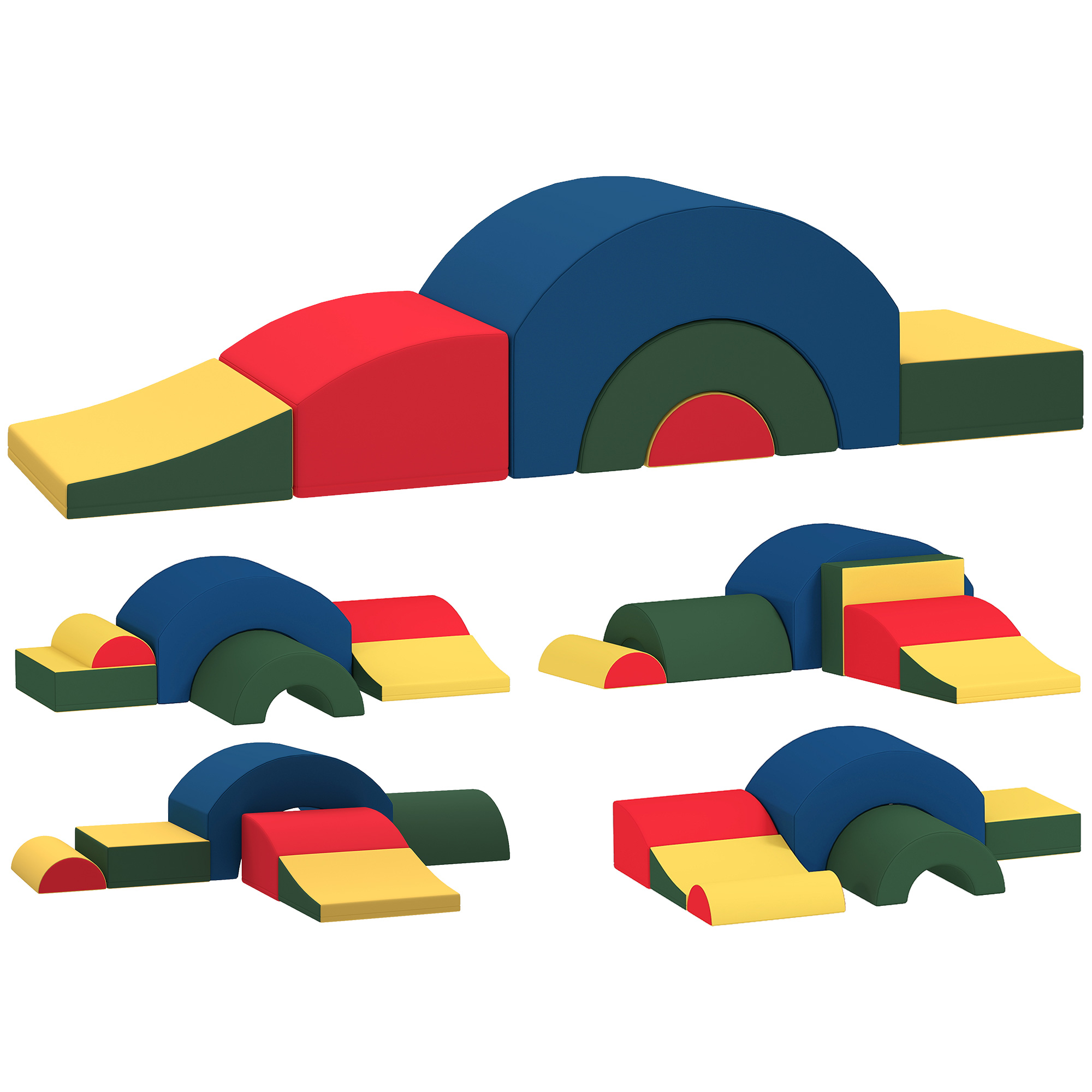 AIYAPLAY Motorikparcours Baby 6PCS, Baby-Motorikmodul aus EVA-Schaum mit PU-Bezug, Schaumstoffbausteine, pädagogisches Spielzeug für Vorschulkinder, mehrfarbig   Aosom