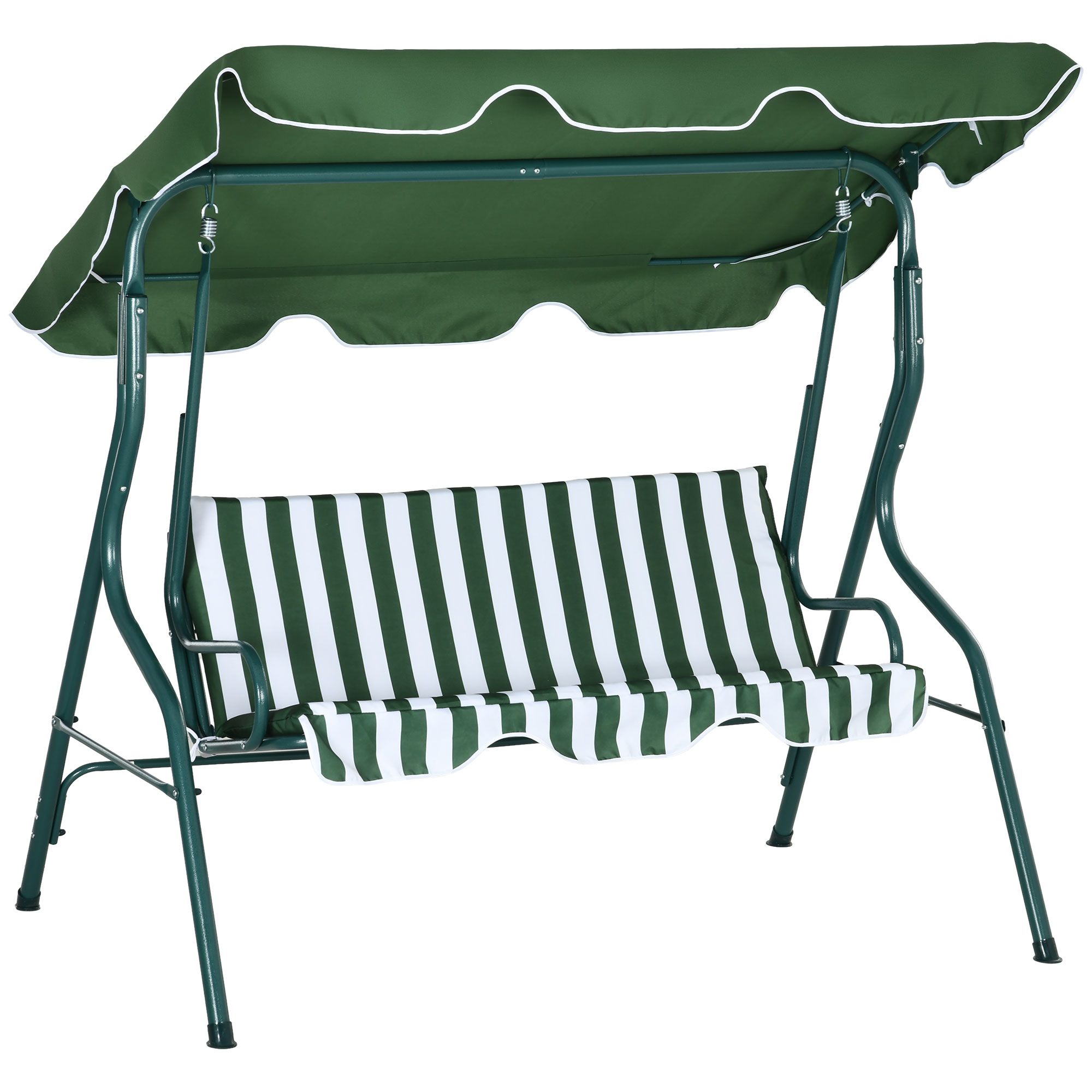 Outsunny Hollywoodschaukel 3-Sitzer Gartenschaukel mit verstellbarem Sonnendach Stahlrahmen grün 170 x 110 x 153 cm für Garten & Terrasse   Aosom.de