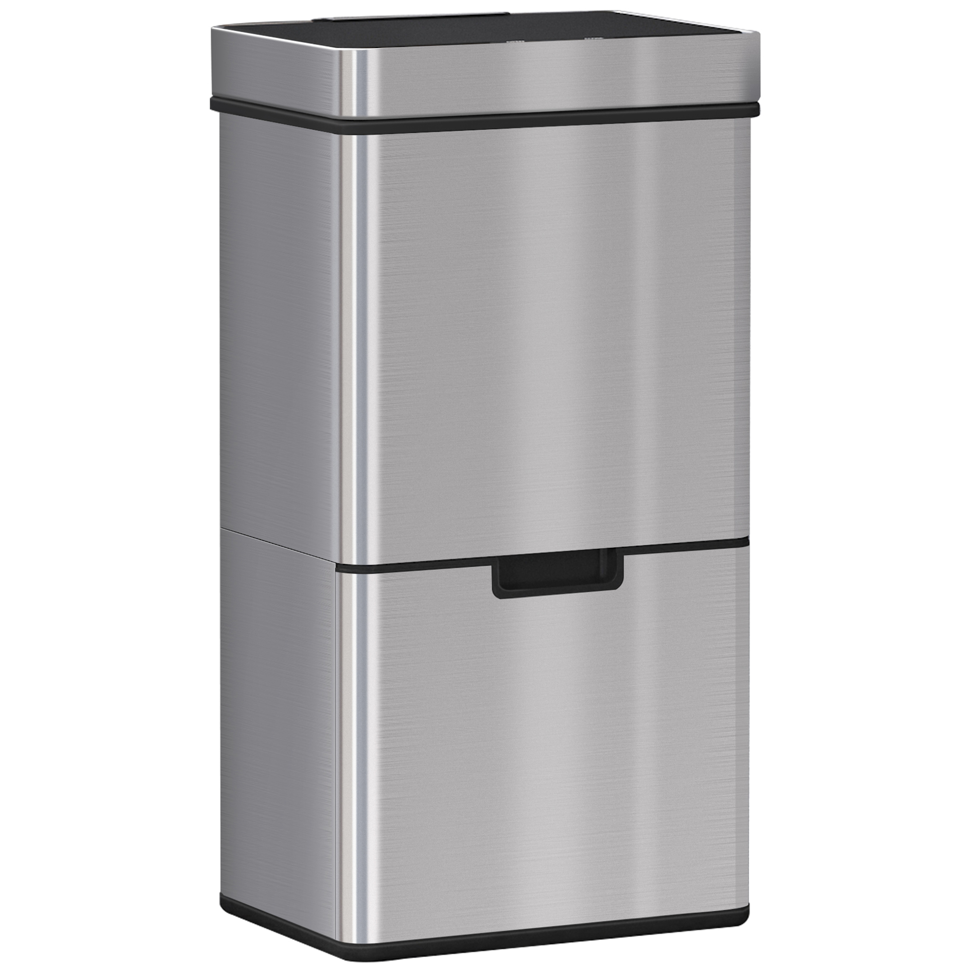 HOMCOM Mülleimer 72L Abfalleimer mit Sensor, Mülltrennsystem 3 Fächer, Edelstahl, Silber, 42x30x81 cm Aosom