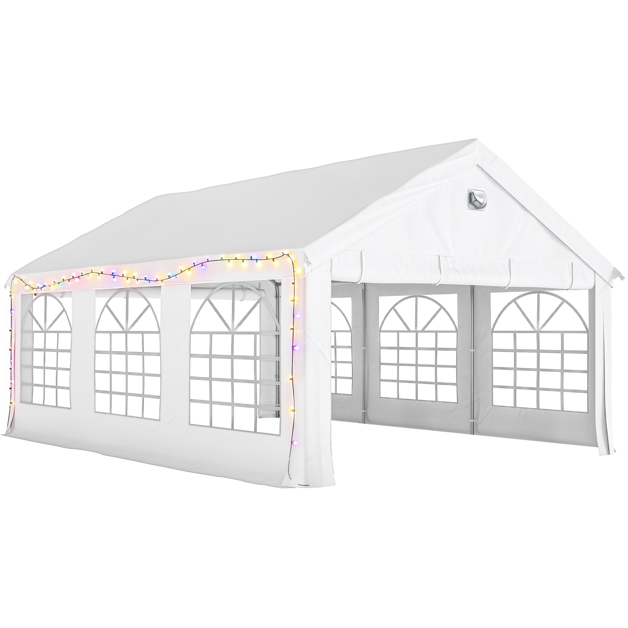 Outsunny Partyzelt 4 x 6 m, robustes Festzelt mit Fenstern, Außenzelt für Hochzeit & Events mit 4 abnehmbaren Seitenwänden, Weiß   Aosom