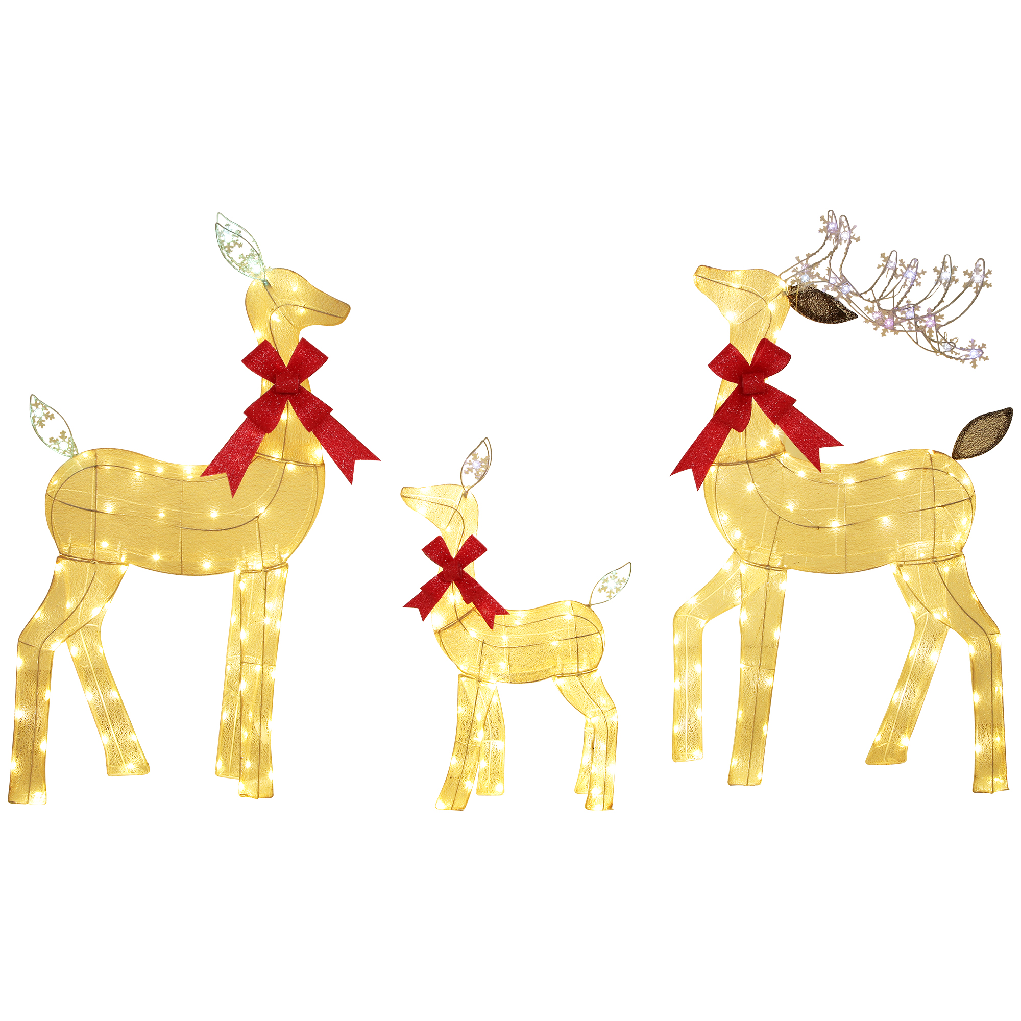 Outsunny LED Rentier Familie Weihnachtsdeko mit 242 RGB- und warmweißen LEDs Weihnachtsbeleuchtung Weihnachtsdekoration Weihnachtsfigur für Außen & Innen   Aosom