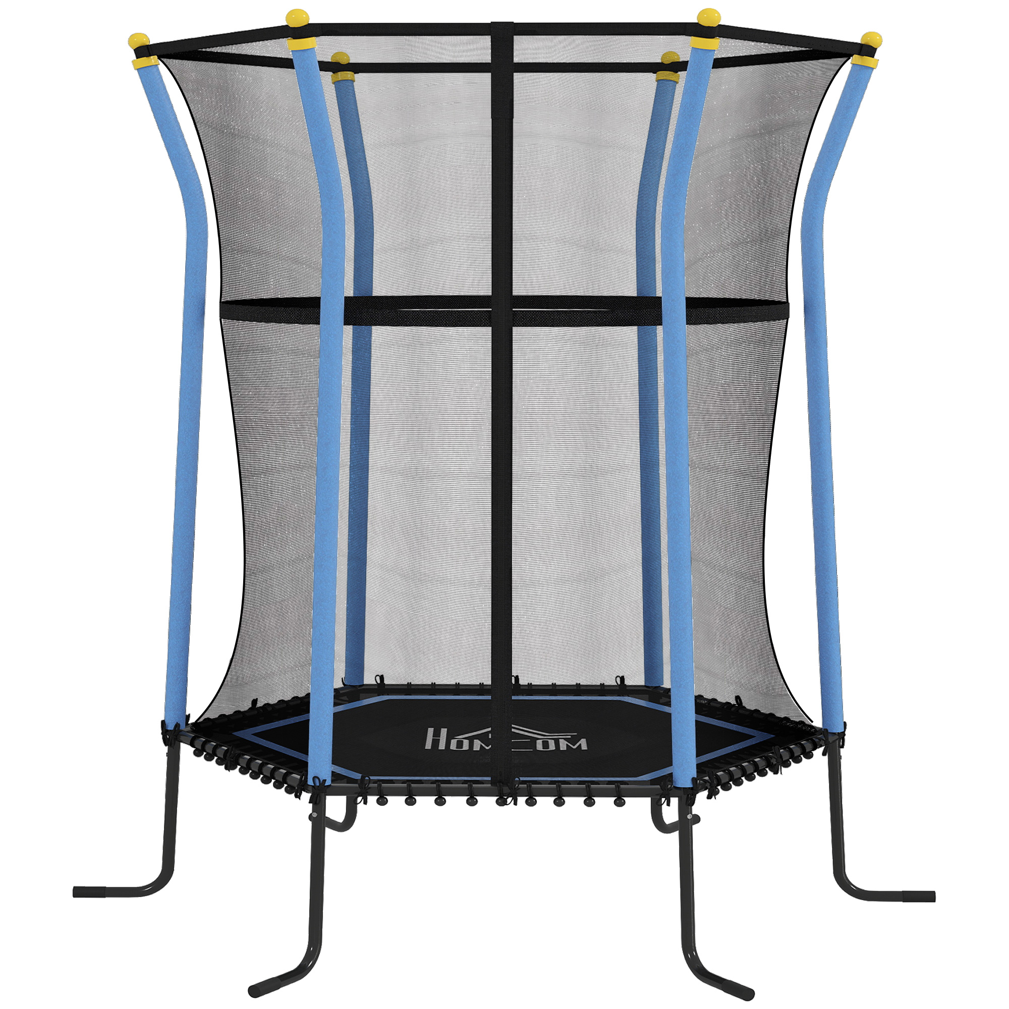HOMCOM Kinder Trampolin Ø163,5 cm, Indoor Trampolin mit Sicherheitsnetz Randabdeckung Gummiseil, Kindertrampolin bis 50 kg, für Kinder 3-10 Jahre Blau Aosom