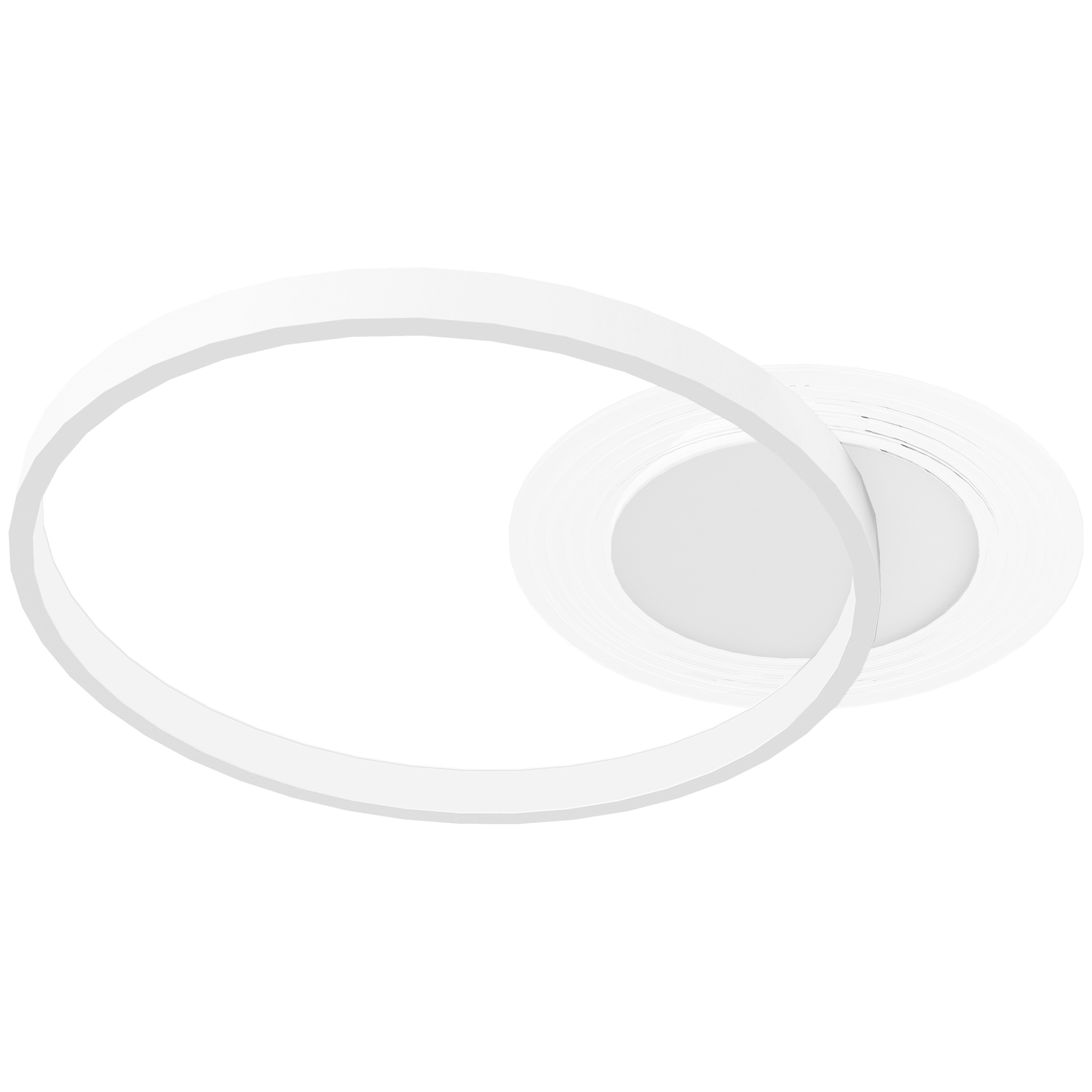 HOMCOM Deckenlampe, Deckenleuchte mit Zwei-Ring-Design, Runde Deckenbeleuchtung für Schlafzimmer Wohnzimmer 50 x 40 x 7,4 cm, Weiß   Aosom