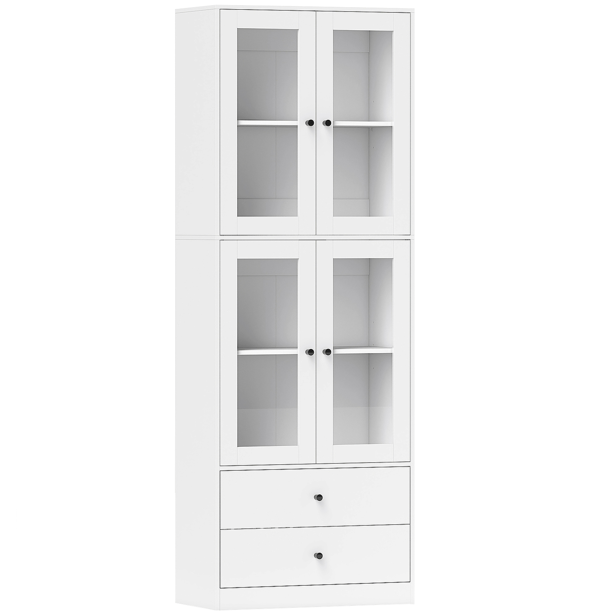 HOMCOM Küchenschrank, Hochschrank mit Schublade, verstellbaren Einlegeböden, Küchenbuffet mit 2 Schrankfächer für Wohnzimmer, Esszimmer, 59 x 30 x 170 cm, Weiß   Aosom