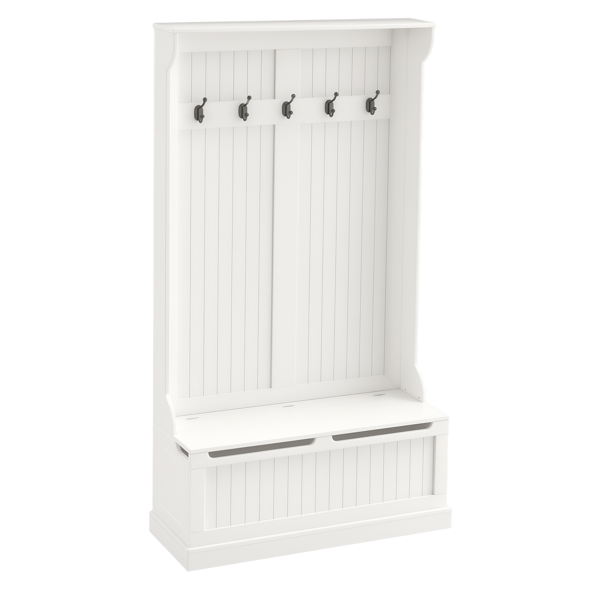 HOMCOM Garderobenständer, Kleiderständer mit Haken, Garderobe mit Sitzbank, Stauraum für Eingangsbereich, Flur, Weiß, 96 x 34 x 179,7 cm Aosom