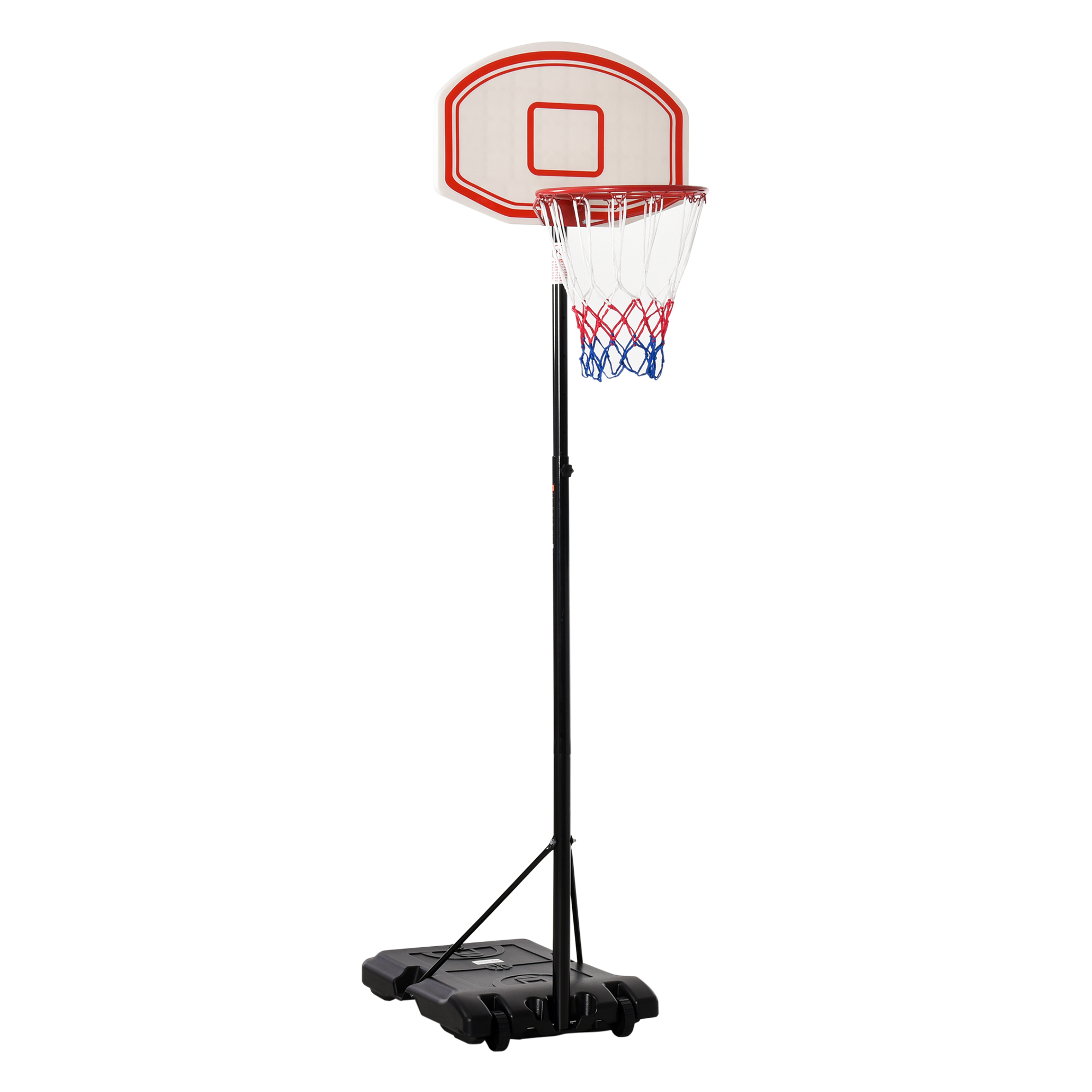HOMCOM Outdoor Basketballkorb verstellbar tragbar Höhenverstellbarer Korb 212-250 cm Standfuß mit Rollen Metallpfosten schwarz weiß   Aosom