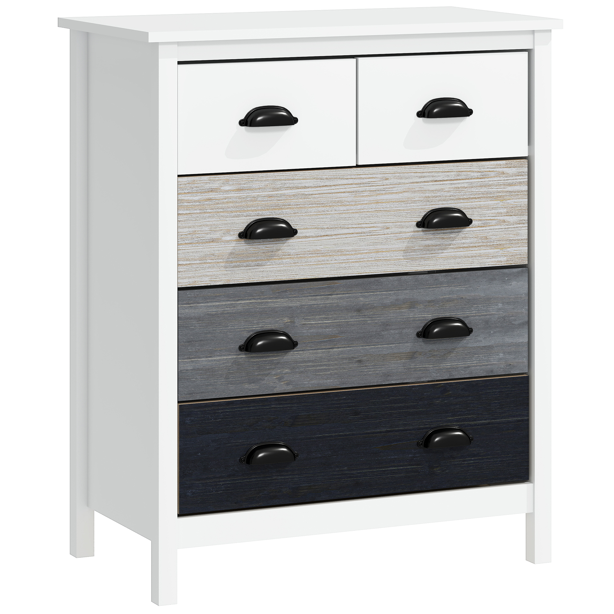 HOMCOM Kommode Aufbewahrungsschrank mit 5 Schubladen Kippschutz für Schlafzimmer Wohnzimmer in Weiß 70x38x85cm   Aosom.de