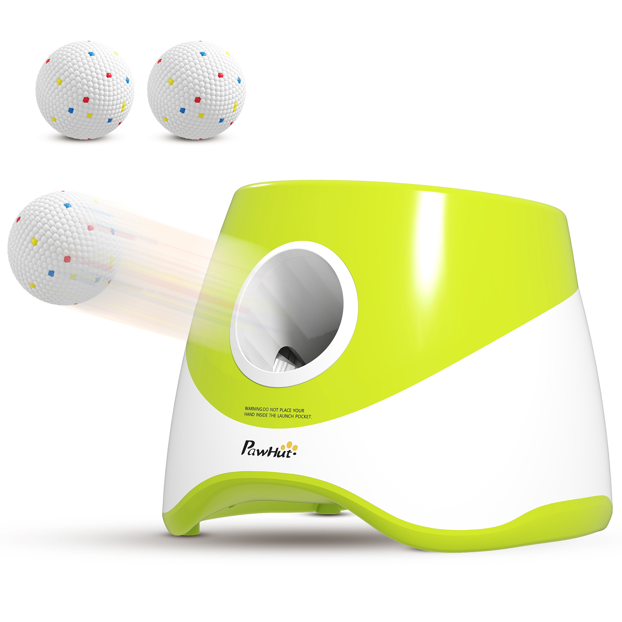 PawHut Automatischer Ballwerfer, Hunde Ball Interaktive Ballwurfmaschine mit 3 ETPU Tennisbälle 3 Distanzen 6m/10 m/14m, Interaktive Ballmaschine für kleine, mittlere Hunde Grün   Aosom
