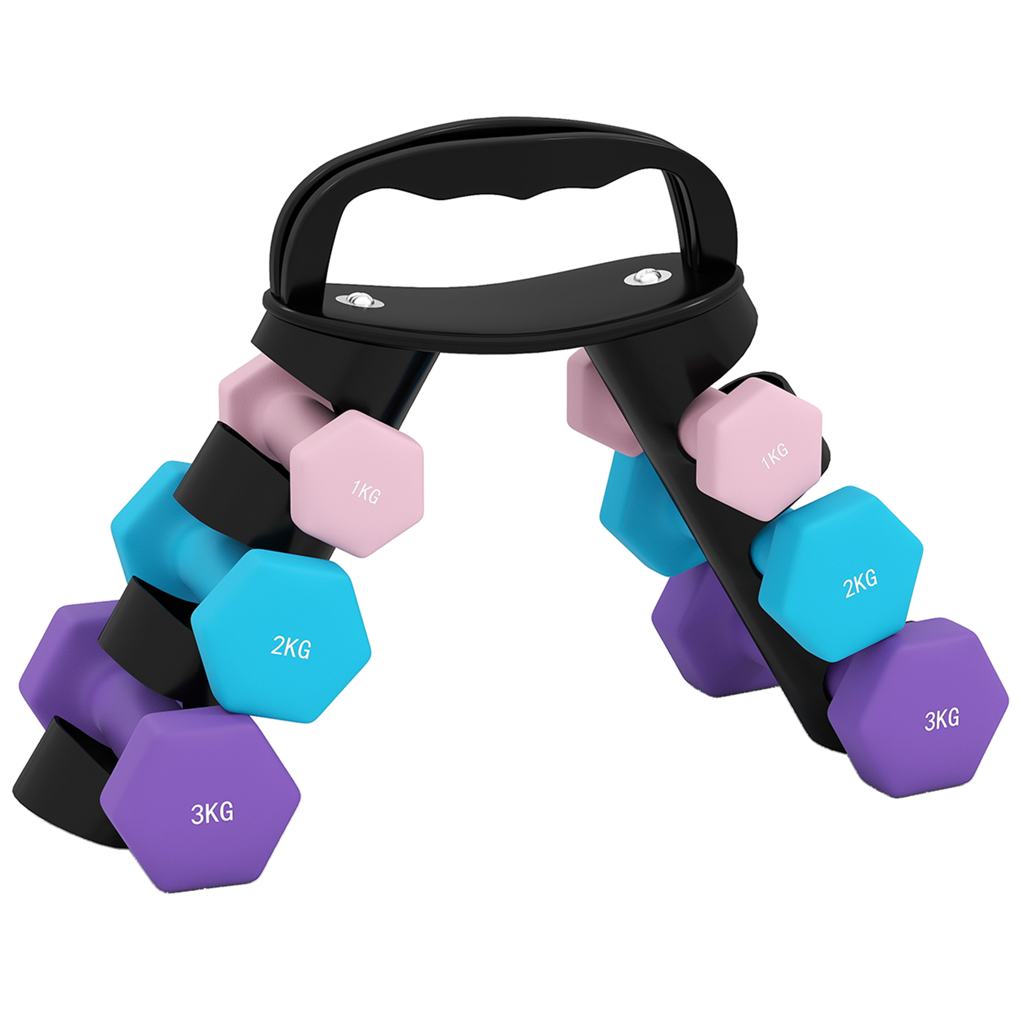 SPORTNOW Hantelset 3 Paar 1kg - 12kg Hanteln mit Ständer, Hantel-Set, Hexagon Hanteln Set, Kurzhanteln für Männer Frauen, Dumbbell für Fitnessstudio, Krafttraining   Aosom