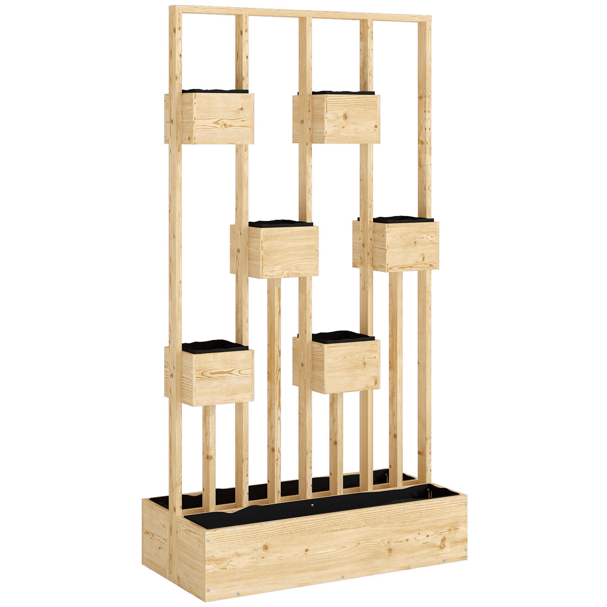 Outsunny Hochbeet mit Rankgitter Körbe, Holz Pflanzkasten Pflanzkübel Blumenkasten, 90 x 45 x 170 cm für Garten Balkon Terrasse, Blumenkübel für Kletterpflanzen Korbpflanzen, Blumen   Aosom