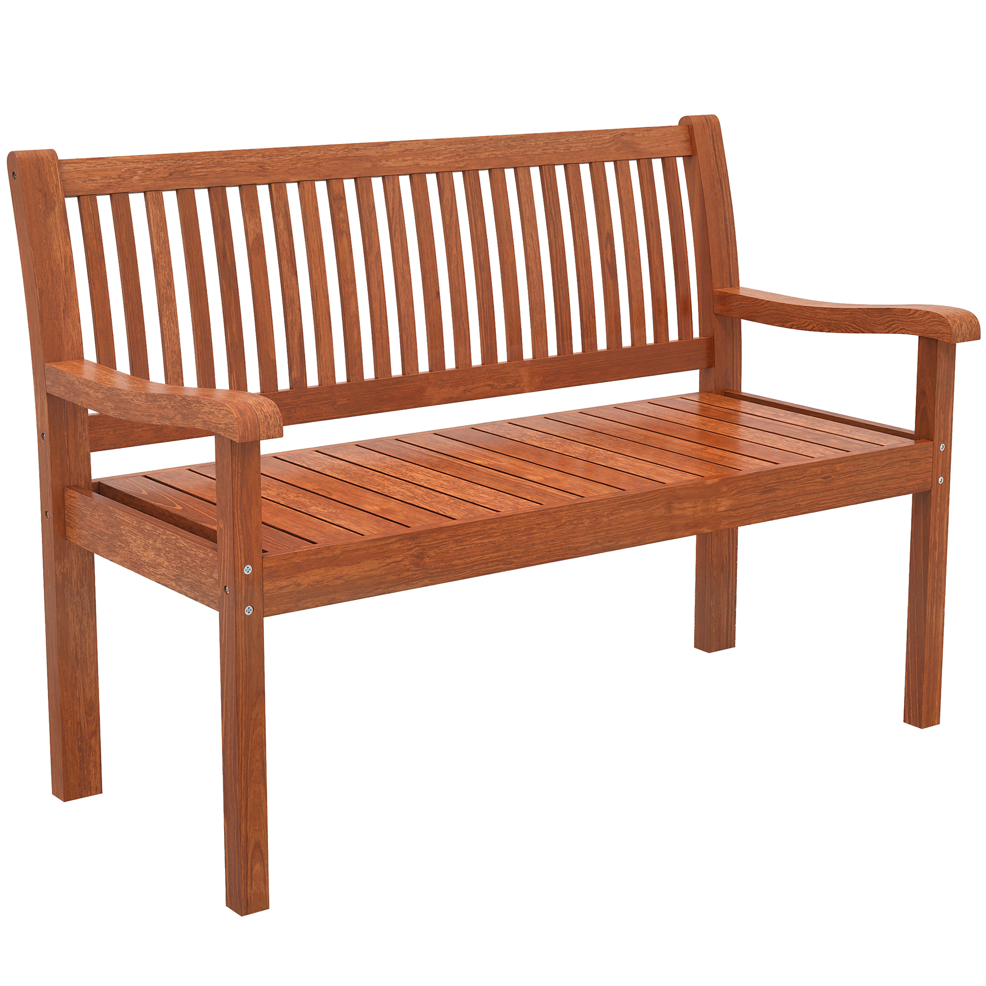 Outsunny Gartenbank für 2 Personen, Holz-Außenbank mit wasserdichter Abdeckung, Gartensitz mit ergonomischer Rückenlehne, Möbel für Terrasse, Balkon, Veranda, Hellbraun   Aosom