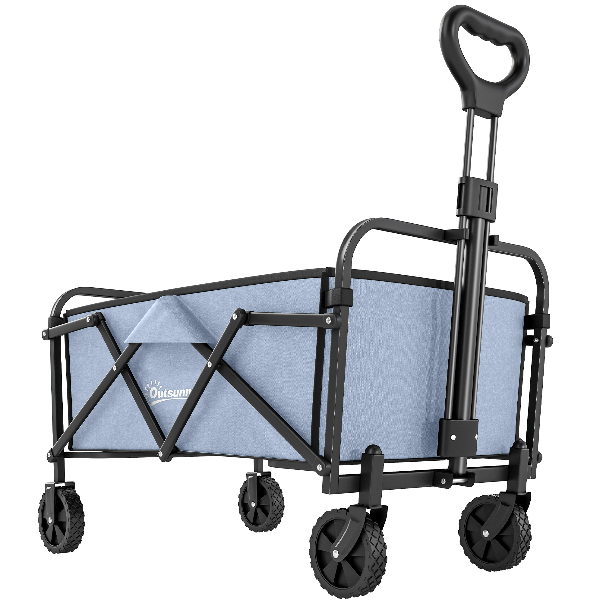 Outsunny Faltbarer Geländewagen - Transportwagen Camping 66L Belastbar bis 68 kg mit verstellbarem Griff - Kompakter Bollerwagen für Strand & Festival, Grau   Aosom