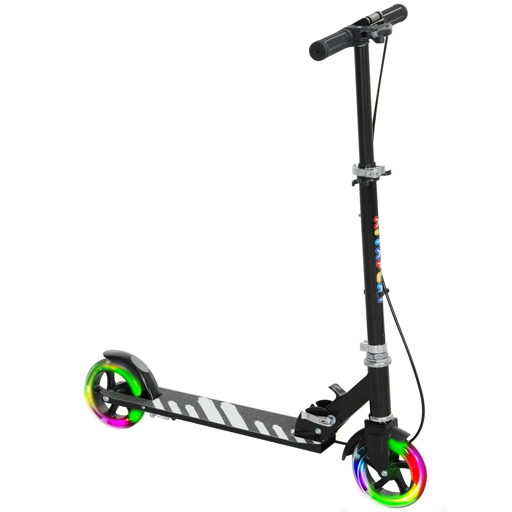 AIYAPLAY Roller Kinder Scooter mit Leuchtenden Rädern, Bremse, klappbarer Kinderroller Höhenverstellbarer Tretroller Kickscooter für Kinder Jugendliche 3-8 Jahre Cityroller bis zu 50 kg   Aosom