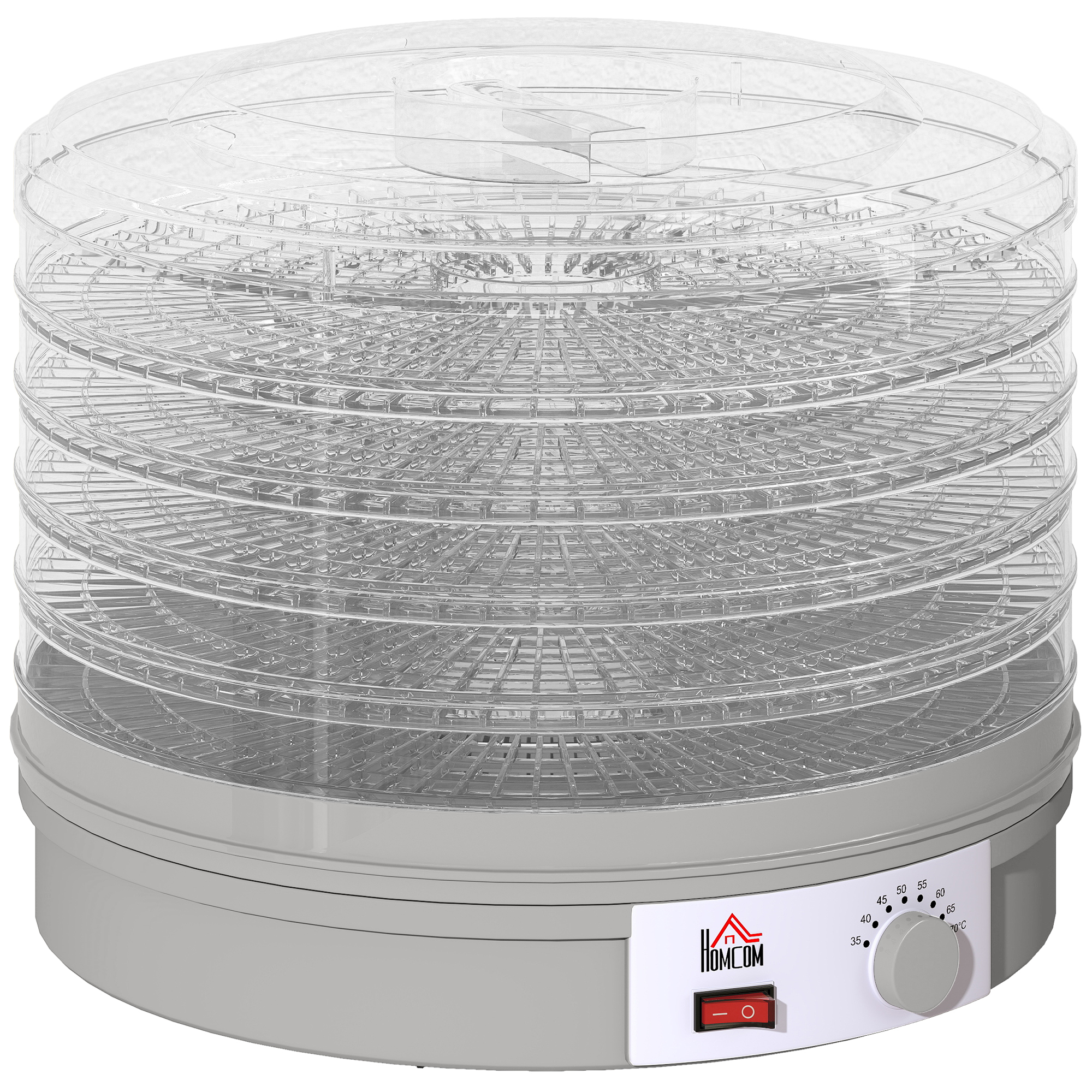 HOMCOM Dörrautomat Dörrgerät, 245 W, 35-70°C Temperaturregler, 5 Einlegefächer, Dehydrator für Lebensmittel, Obst, Fleisch, Gemüse, Blumen, BPA frei   Aosom