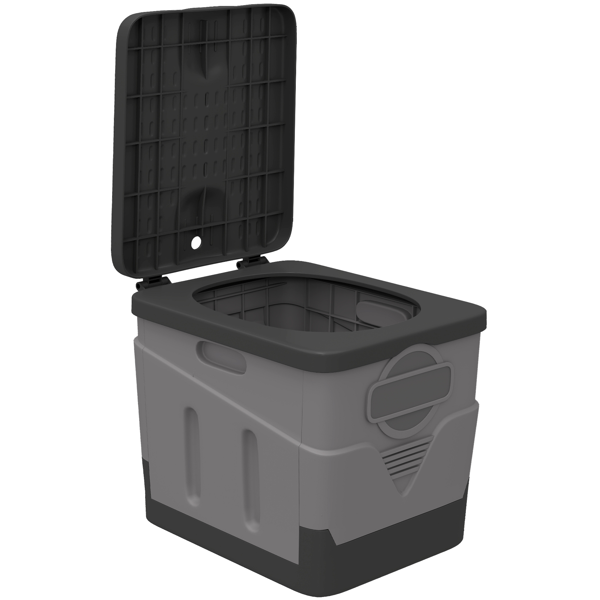Outsunny Tragbare Toilette, PP-Camping-WC mit 12 Packungen Gerinnungsmittel und 12 Beuteln, Belastbarkeit 100 kg, klappbares Camping-WC für Outdoor, Camping, Wandern, 34x29x30 cm, Dunkelgrau   Aosom