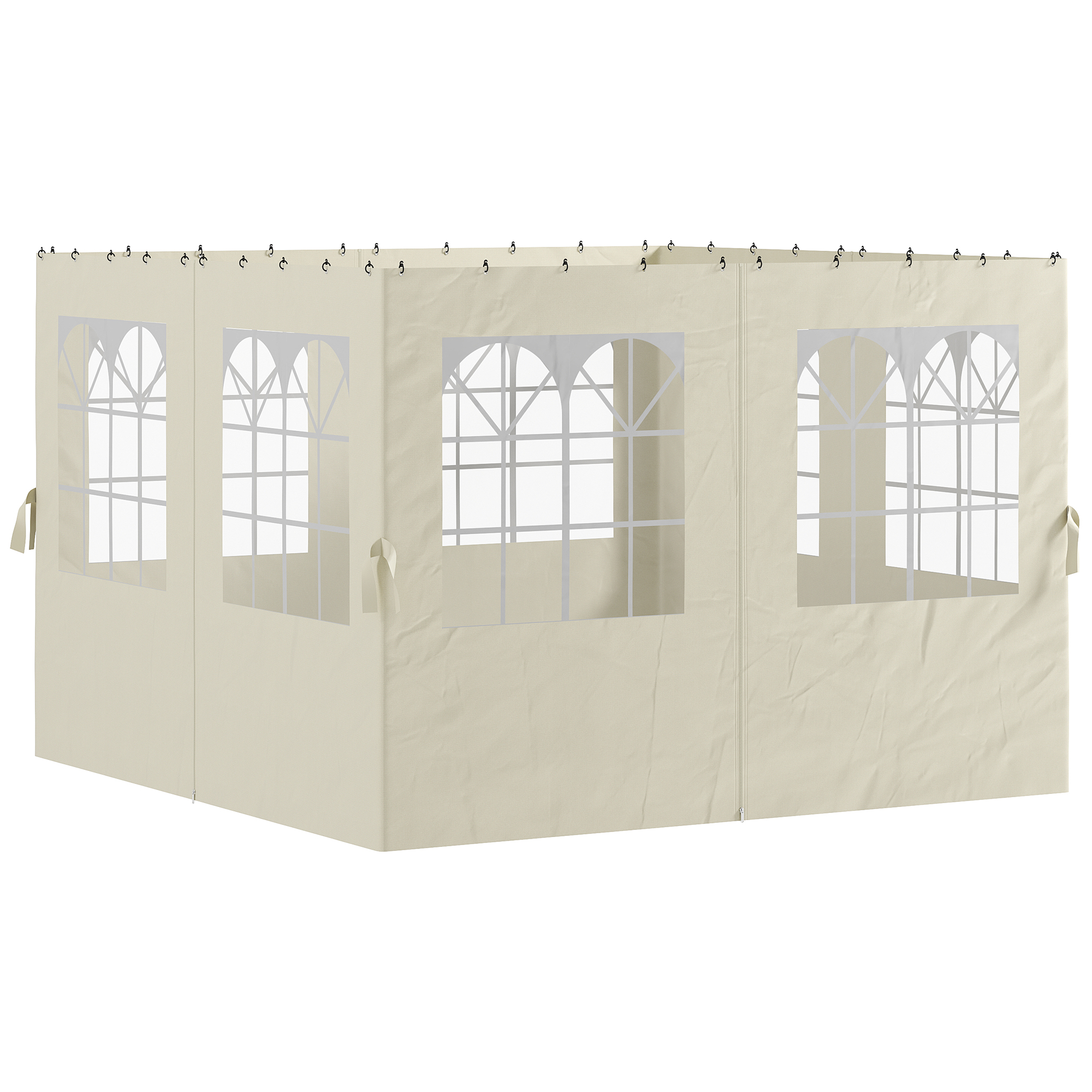 Outsunny Seitenwand 4er Set für 3 x 3 m Pavillon Seitenteile mit 8 Fenster Klettverschluss 302x205 cm Wasserdicht stabil winterfest Seitenteil Seitenwände für Partyzelt Gartenpavillon Cremeweiß   Aosom