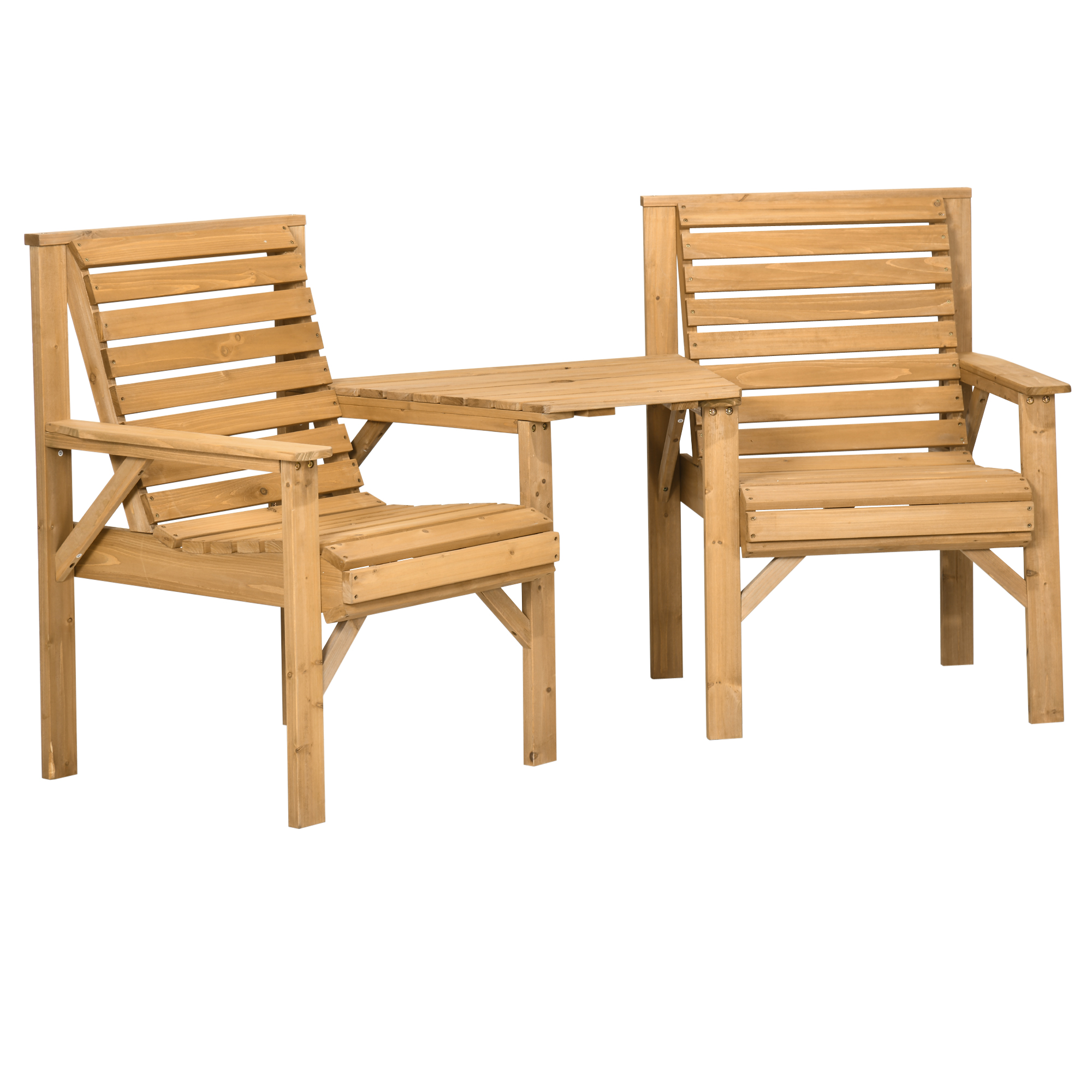Outsunny Bistro-Set 3-teilig aus Holz Wetterfest Gartenmöbel Set mit Lamellendesign Sonnenschirmloch Gartenstühlen Outdoor Balkonmöbel Set Sitzgruppe Balkonset Gartengarnitur Braun   Aosom