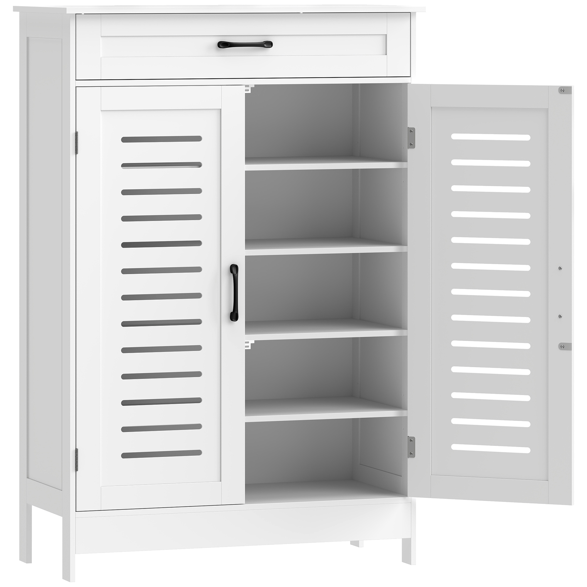 HOMCOM Schuhschrank mit Schublade, Lamellentüren, verstellbaren Einlegeböden, für 20 Paar Schuhe, Schuhschrank für Flur/Eingangsbereich, 78x37x115,8 cm, Weiß   Aosom