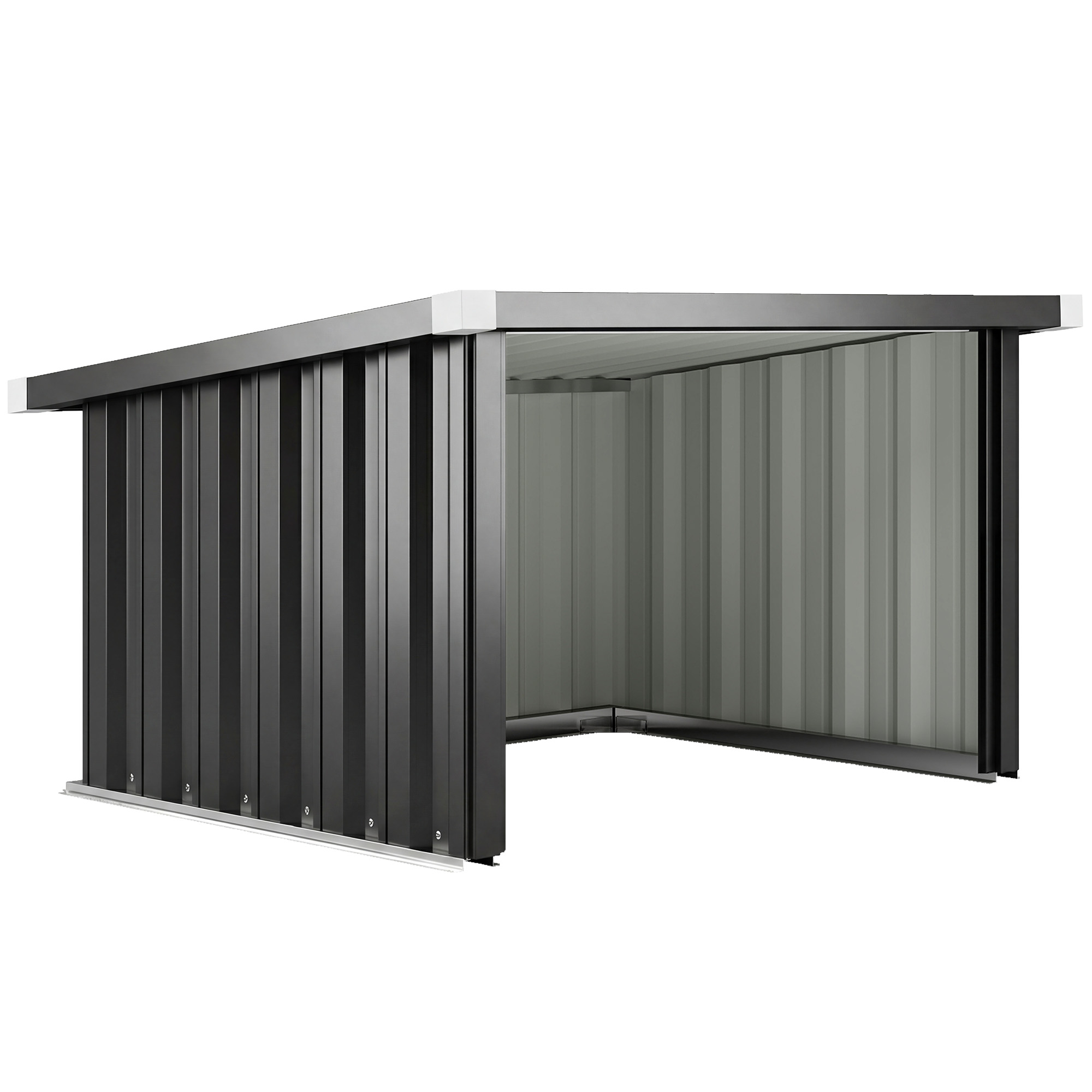 Outsunny Mähroboter Garage Stahl 108 x 86 x 62,5 cm Rasenroboter Garage mit Pultdach Schutzkante Rasenmäher Unterstand aus Verzinkte Stahl Carport Überdachung Regenschutz für Rasenmäher Dunkelgrau   Aosom