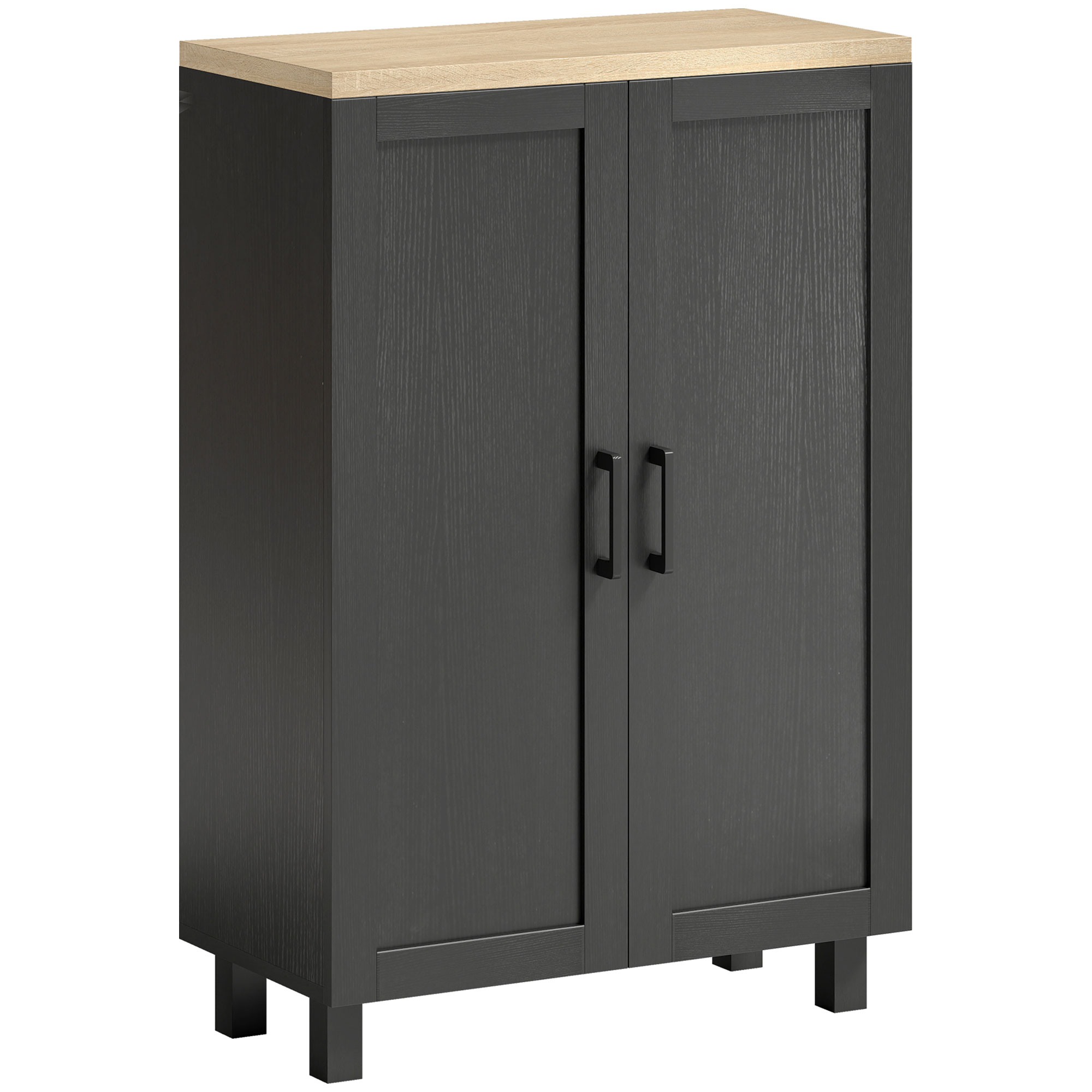HOMCOM Sideboard mit 2 Türen, schmales Sideboard für Wohnzimmer, Küchenschrank mit verstellbarem Einlegeboden, für Küche, Flur, Schlafzimmer, 60x30x90 cm, Schwarz   Aosom