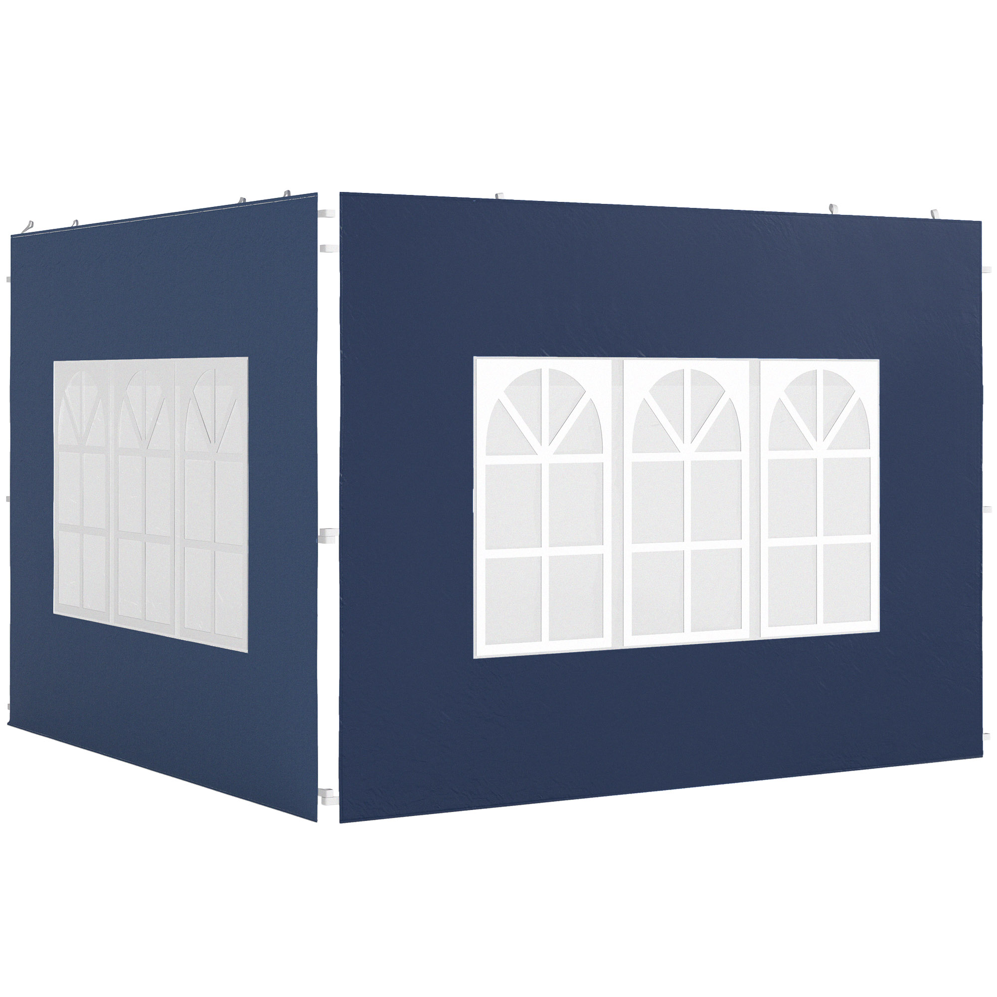 Outsunny 2er Set Seitenwände für Pavillon 3x3 3x6 Wasserdicht Seitenteile mit Fenster Winterfest Seitenwände für Pavillon Partyzelt Gartenzelt, Blau   Aosom