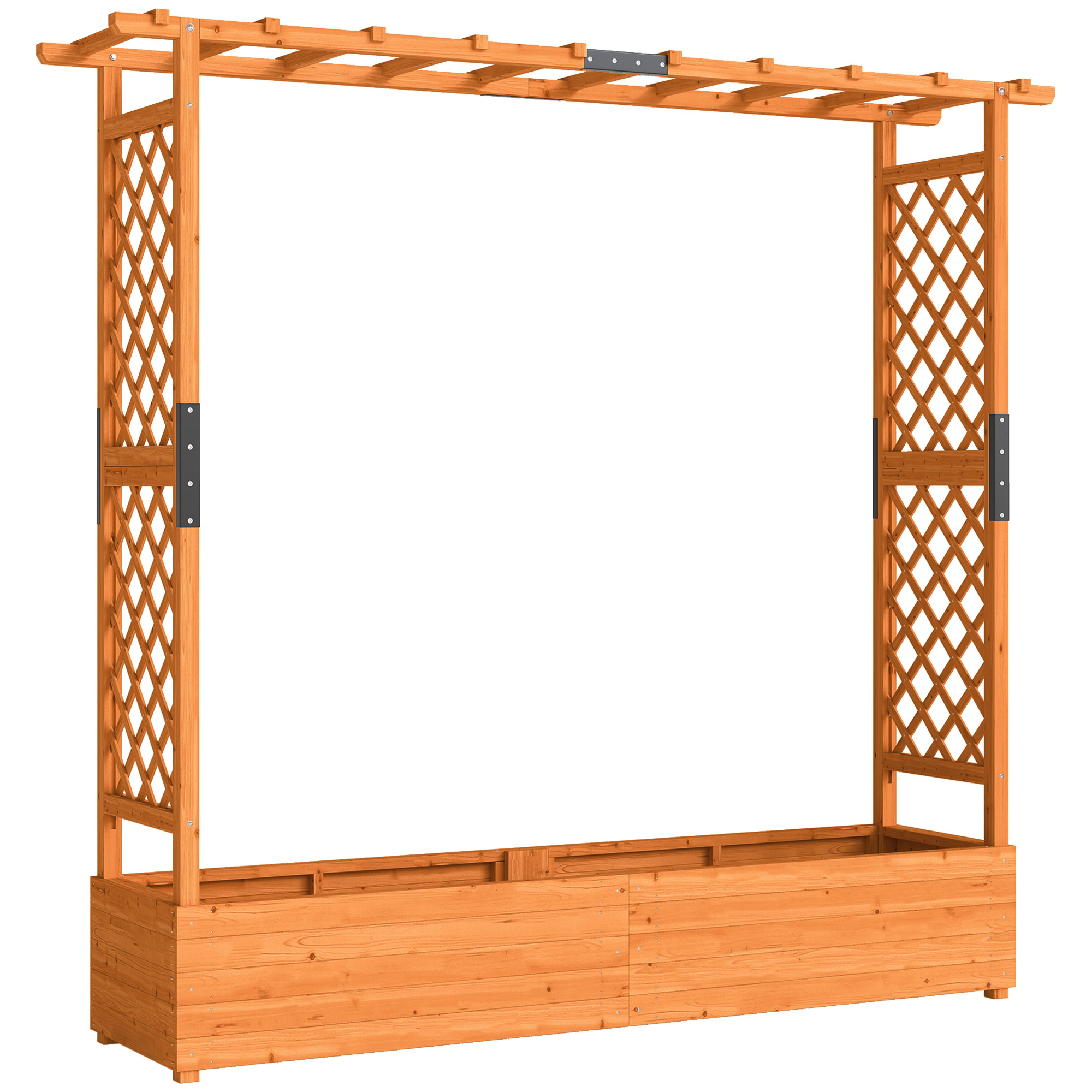 Outsunny Hochbeet mit Rankgitter & hängendem Dach, Holz Blumenkasten mit Rankhilfe Ablauflöchern, Pflanzkasten für Kletterpflanzen & hängende Körbe Pflanzkübel für Garten Balkon 196 x 44 x 181 cm   Aosom