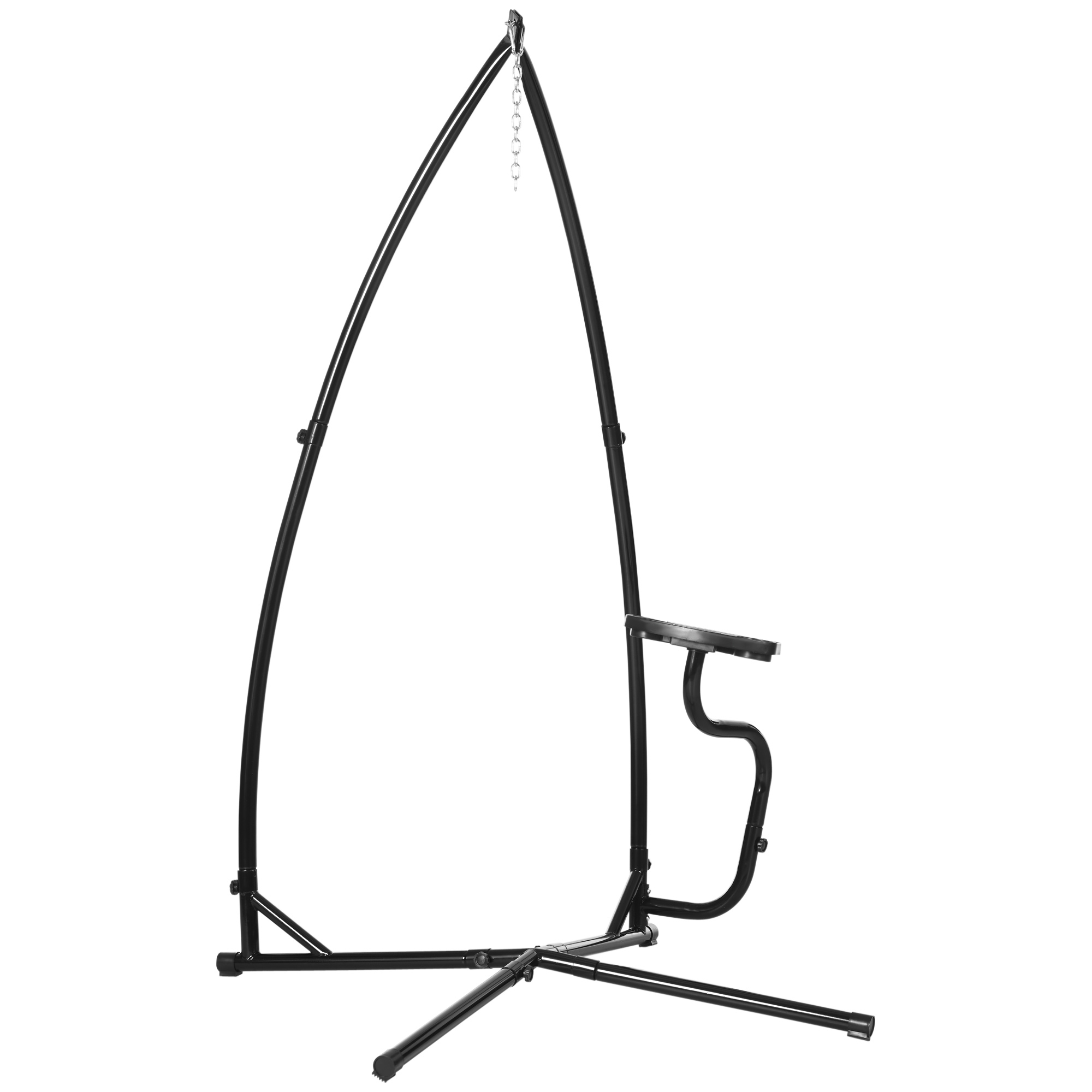 Outsunny Gestell für Hängesessel in C-Form Metall Ständer mit Federhaken Tablett Sockel für Hängesitz Hängestuhl Hängemattengestell bis 120kg Hängestuhlgestell für Indoor Outdoor Balkon Schwarz   Aosom