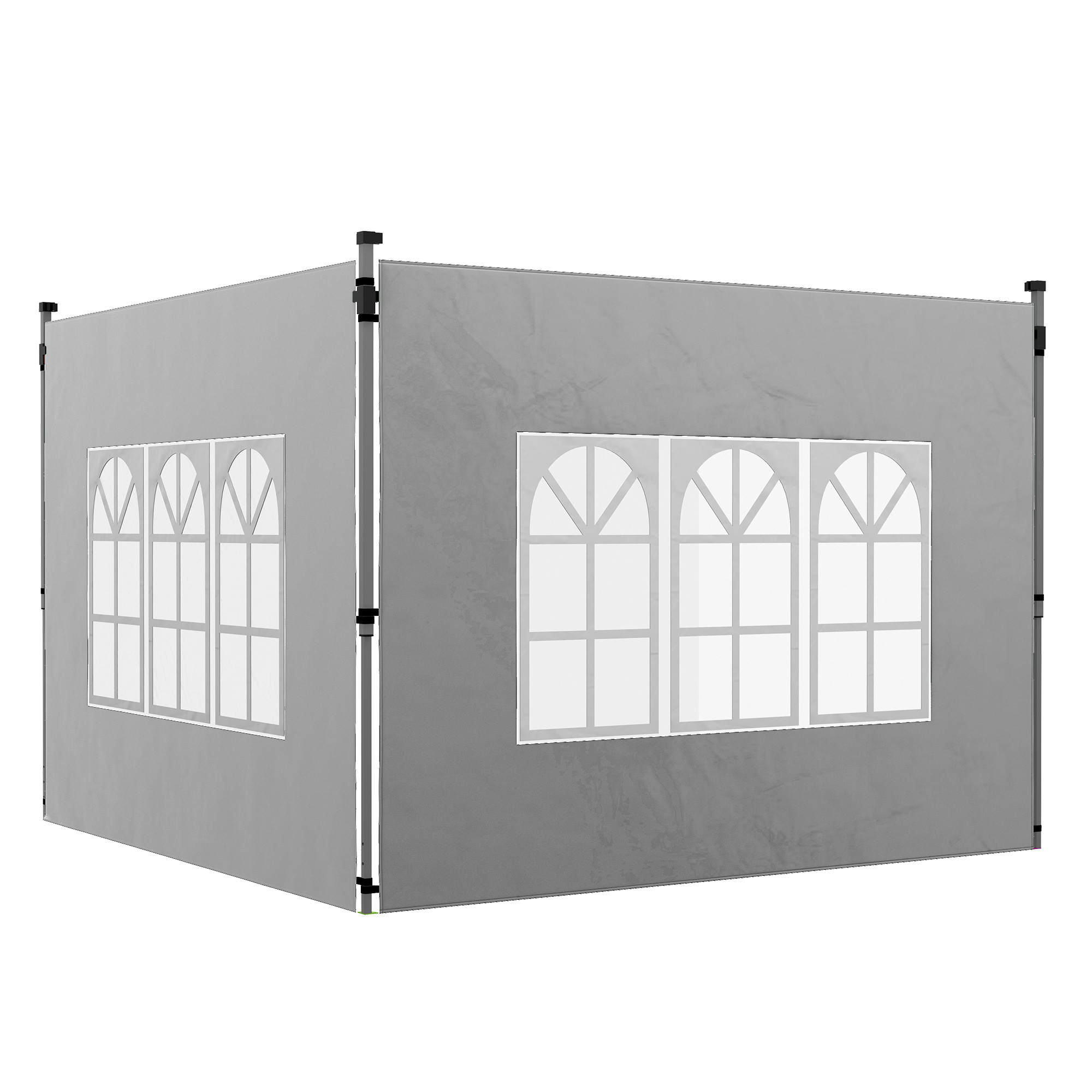 Outsunny 2er-Set Seitenteile für Pavillon 3x3/3x4 m, Seitenwand mit Fenster, wasserdicht Seitenwände aus Oxfordstoff, als Windschutz und Sichtschutz für Partyzelt, Hellgrau   Aosom