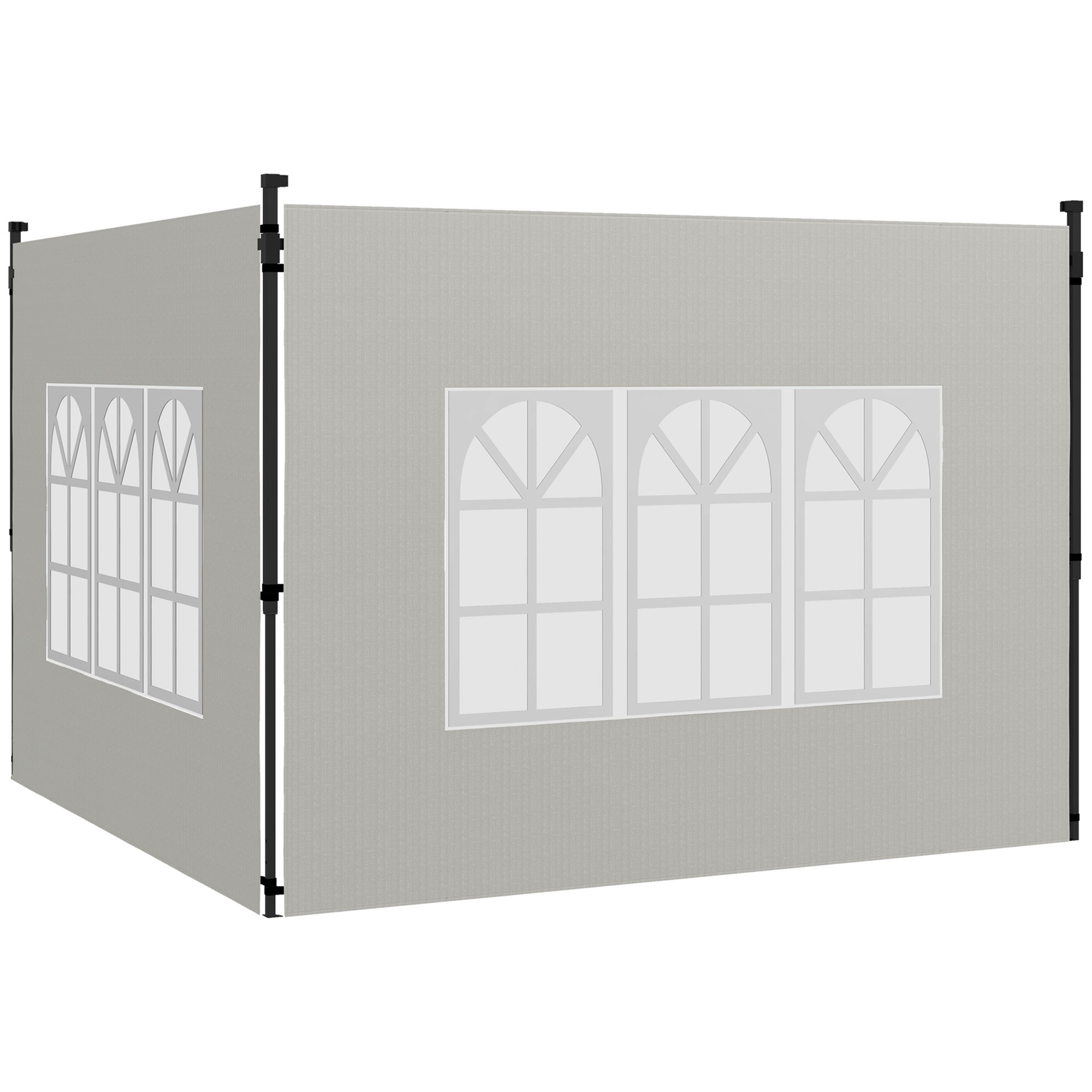 Outsunny 2er Set Seitenwände für Pavillon 3x3 3x6 Wasserdicht Seitenteile mit Fenster Winterfest Seitenwände für Pavillon Partyzelt Gartenzelt, Weiß   Aosom