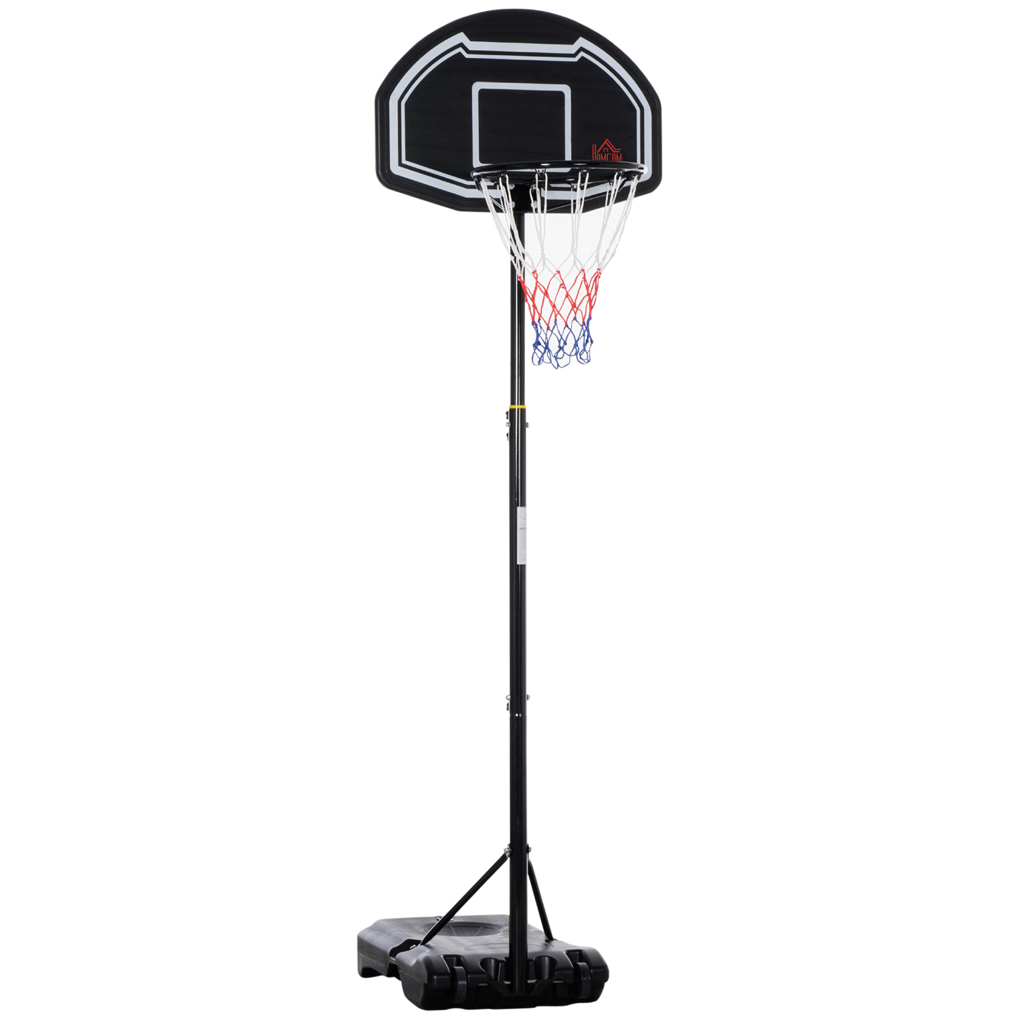HOMCOM Basketballkorb Outdoor für Jugendliche, 160-210 cm Höhenverstellbarer Basketballständer mit Rollen, Basketballanlage mit Ständer für Jungendliche, Schwarz Aosom