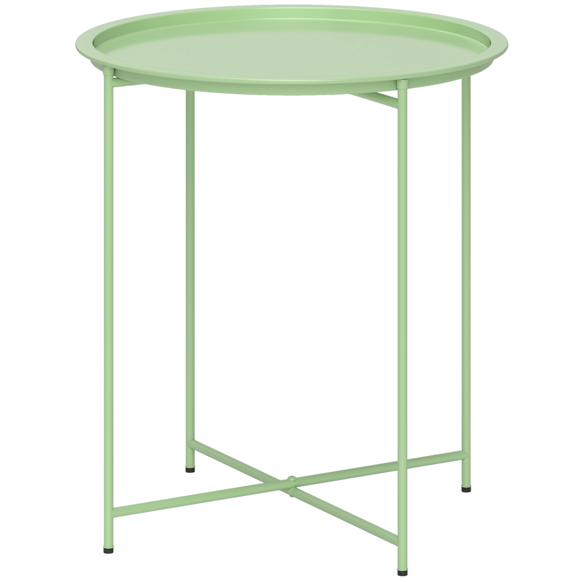 Outsunny Beistelltisch klappbar Gartentisch Ø46 x 50 cm Rund wetterfest Balkontisch mit klappbar Tischbeine Campingtisch Klapptisch Kaffeetisch für Wohnzimmer Büro Outdoor Indoor Grün   Aosom