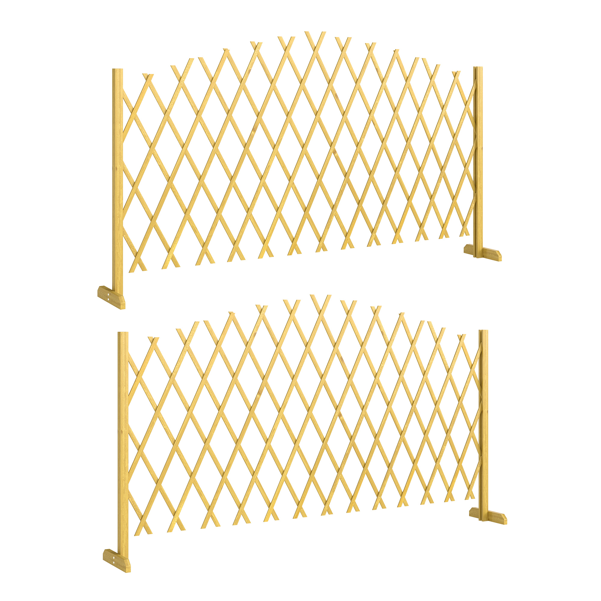 Outsunny Set mit 2 Holz-Gartenzaun-Paneelen für Außen, ausziehbare Gartentür, Gartenzaun zur Dekoration für Terrasse, Patio, 180x30x103 cm, Natur   Aosom