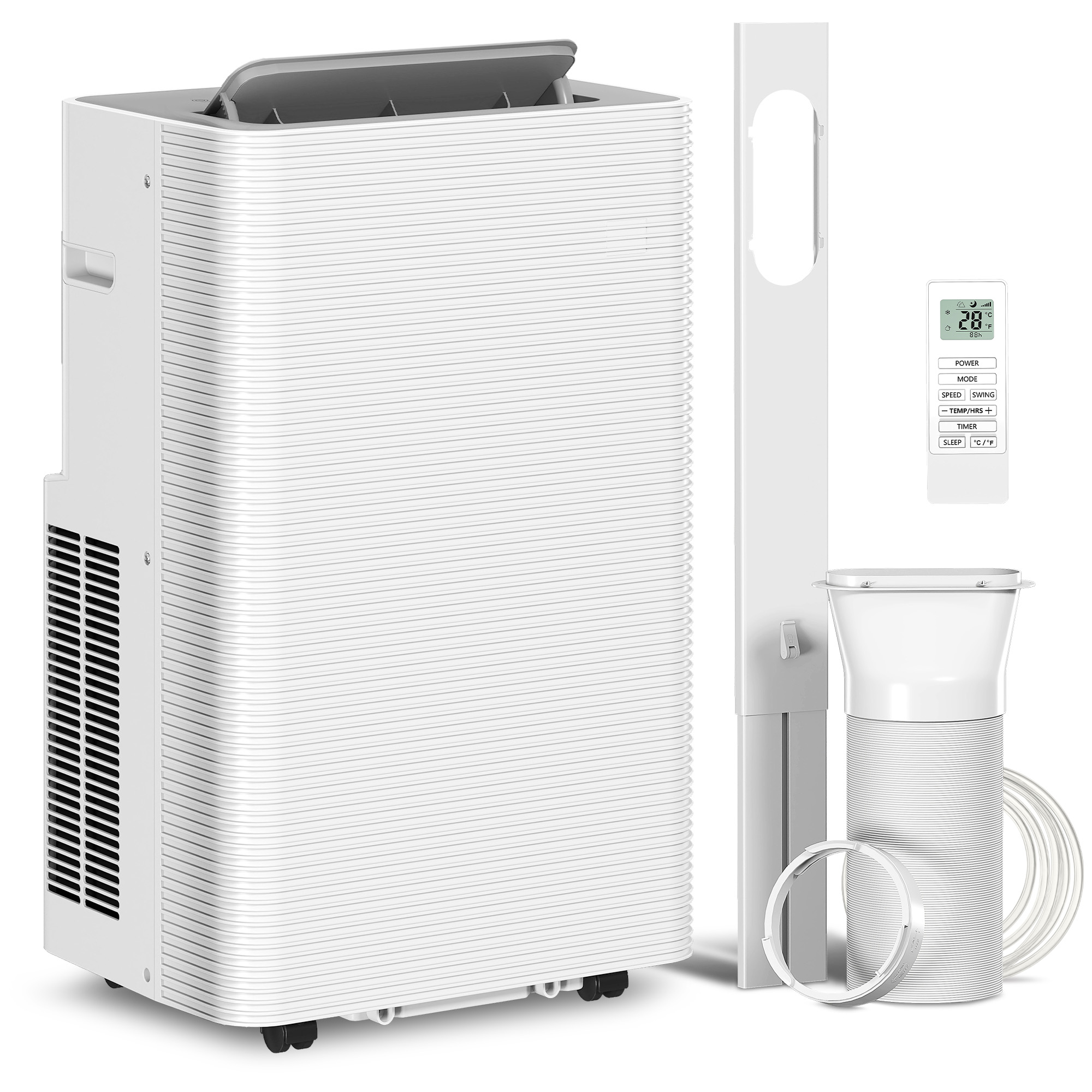 HOMCOM Mobiles Klimagerät 12.000 BTU, tragbares 4-in-1-Klimagerät, Kühlung, Entfeuchter, Ventilator, Nachtmodus, Fernbedienung, 24-Stunden-Timer, Oszillation, 3 Stufen, Räume bis 35 m², Klasse A   Aosom