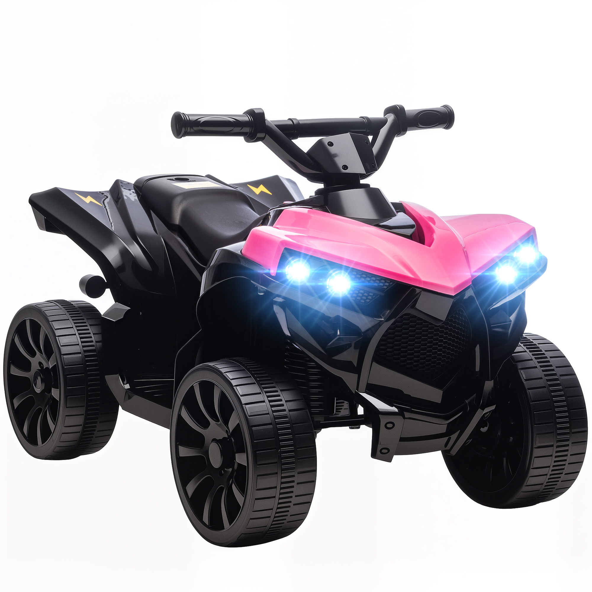 AIYAPLAY Kinder Quad Elektro 6V Kinderquad mit Vorwärts-, Rückwärtsfunktion, Musik, LED-Scheinwerfer, Kinderfahrzeug Elektro-Quad für Kinder von 37-72 Monaten Rosa   Aosom