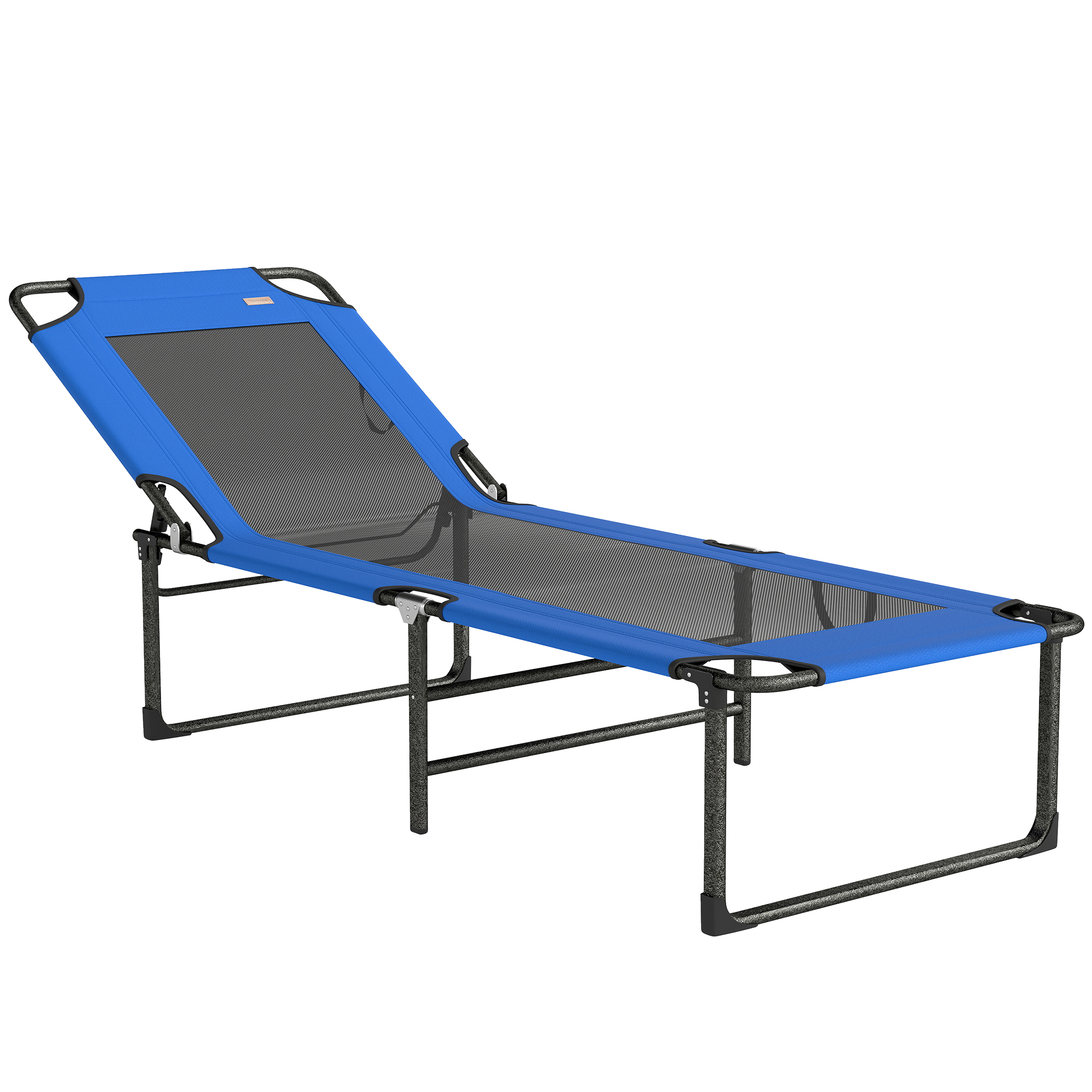 Outsunny Klapp-Sonnenliege, Gartenliege für draußen mit 4-fach verstellbarer Rückenlehne, Tragegriffe und Textilene-Rückenlehne, Traglast 120 kg, für Terrasse, Pool, Strand, 175x58x68 cm, Azul Aosom