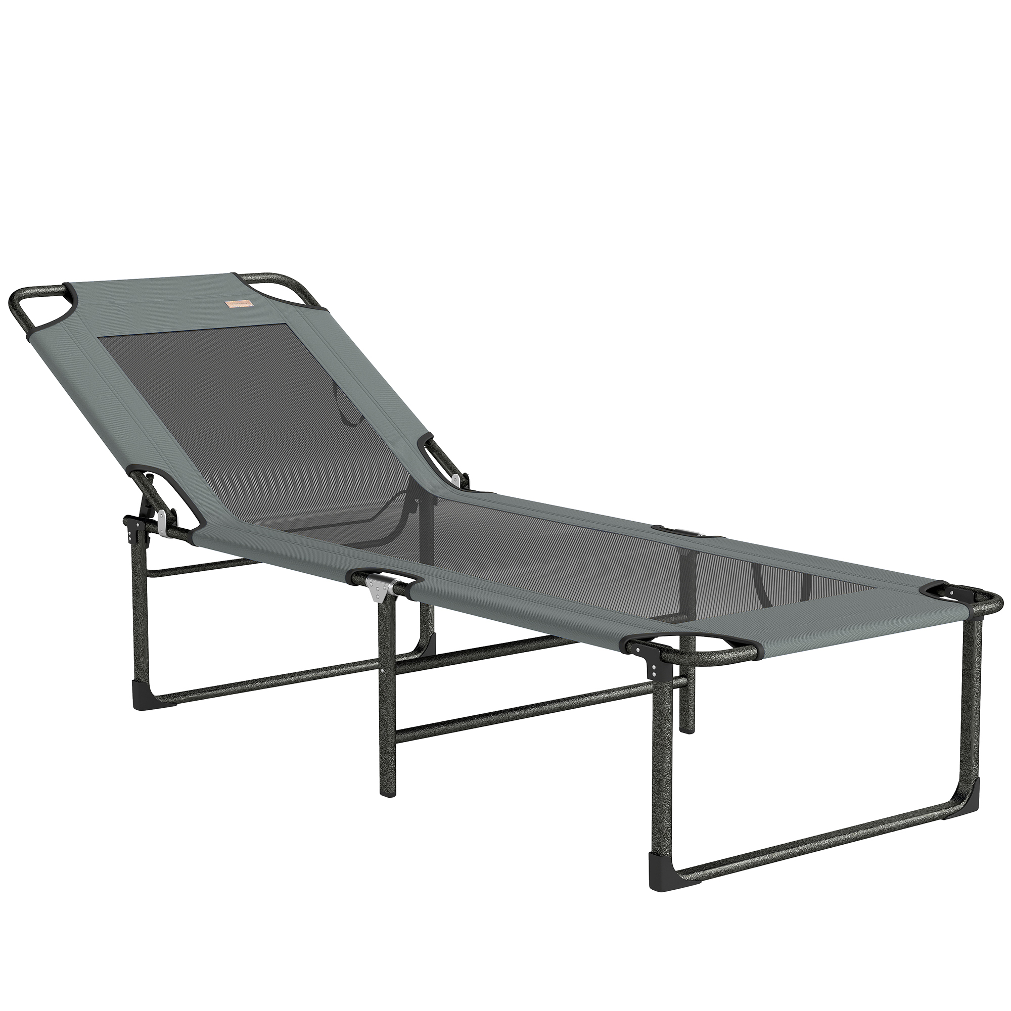 Outsunny Klappbare Sonnenliege mit 4-fach verstellbarer Rückenlehne, Gartenliege mit atmungsaktivem Texteline-Sitz, Tragegriffe, für Strand Pool Garten, 175x58x68 cm, Grau Aosom