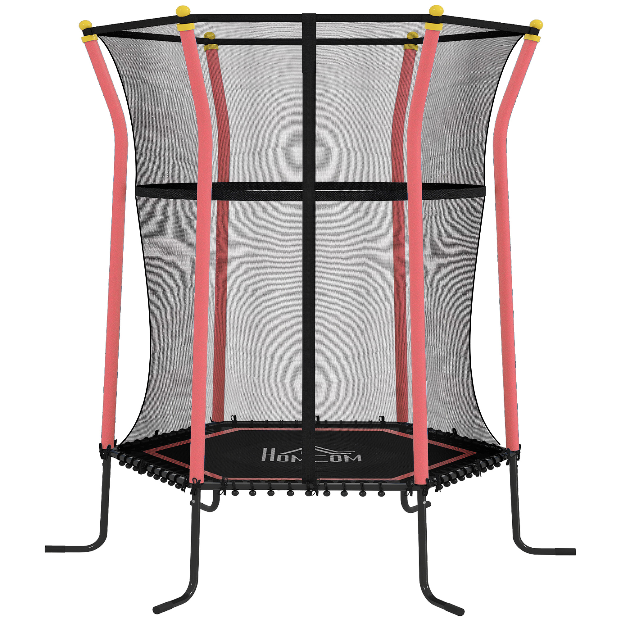 HOMCOM Kinder Trampolin Ø163,5 cm, Indoor Trampolin mit Sicherheitsnetz Randabdeckung Gummiseil, Kindertrampolin bis 50 kg, für Kinder 3-10 Jahre Rot Aosom