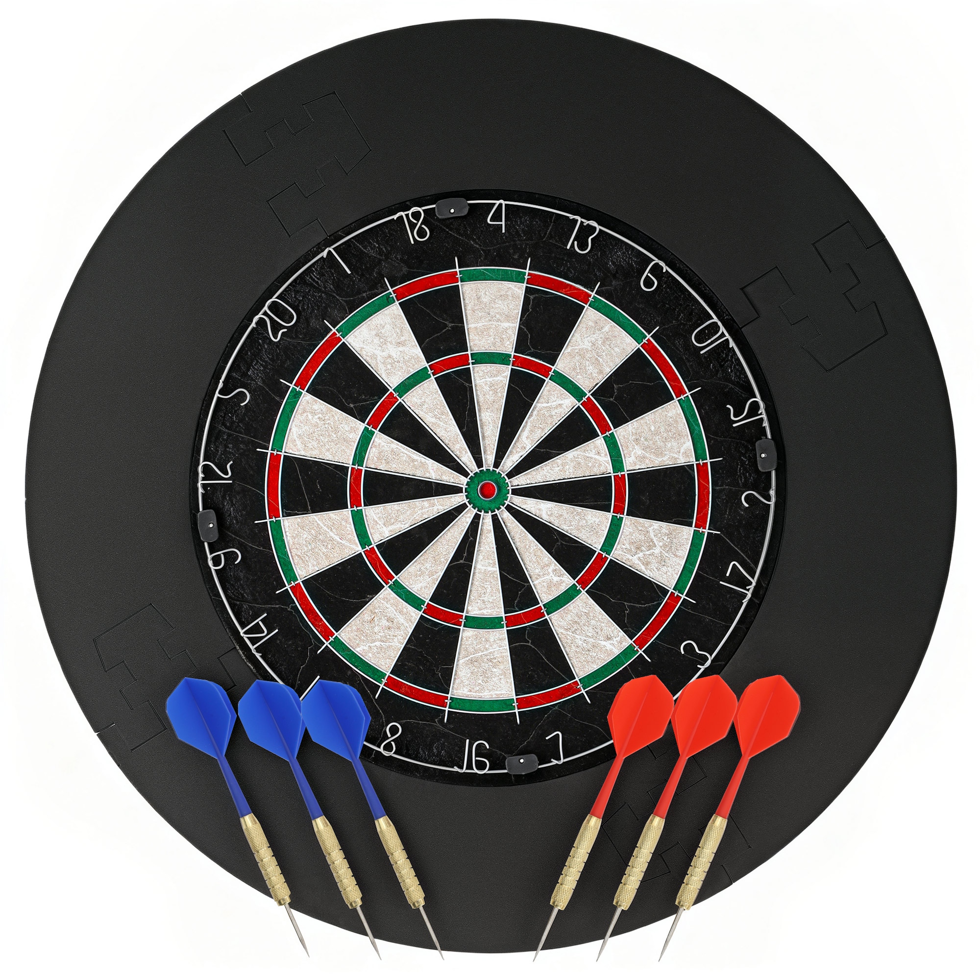 SPORTNOW Dartscheibe mit 6 Dartpfeile, Flights, Dart Surround, Stahlspitze, Ø45,5 cm Sisal Dartboard Steeldart Set Steeldartscheibe Dartboard Set für Erwachsene Aosom