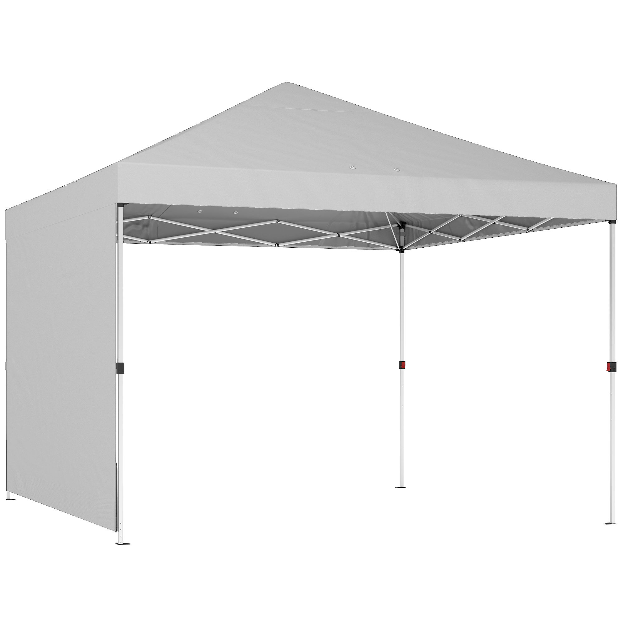 Outsunny Faltpavillon 3x3 m, Pop-up, mit Seitenwand, Gartenpavillon mit UPF50+ Schutz, Zentralmechanik, Höhenverstellbar, Tragetasche, Pavillon für Camping, Outdoor, Weiß Aosom