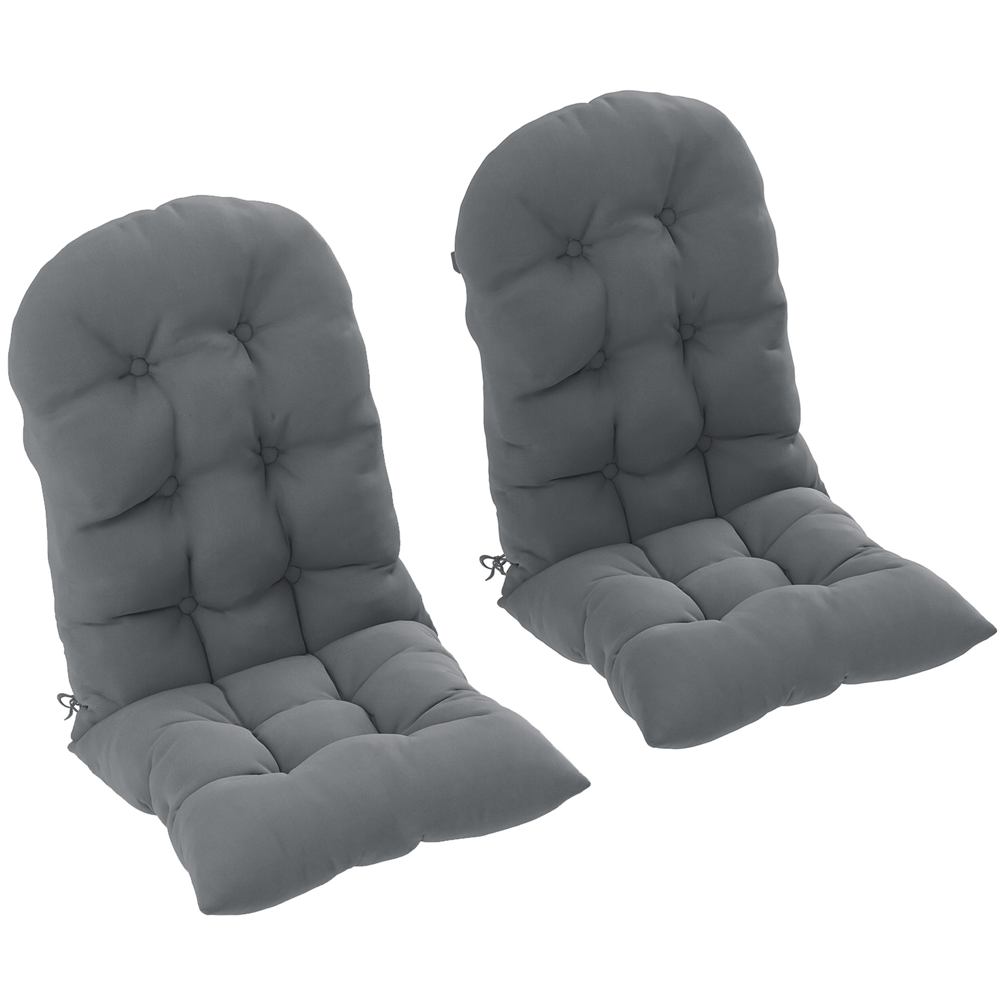 Outsunny 2er-Set Sitzkissen für Adirondack-Stühle mit sicheren Befestigungen, gestepptes Adirondack-Sitzkissen, weiches und dickes Kissen mit hoher Rückenlehne, Grau Aosom