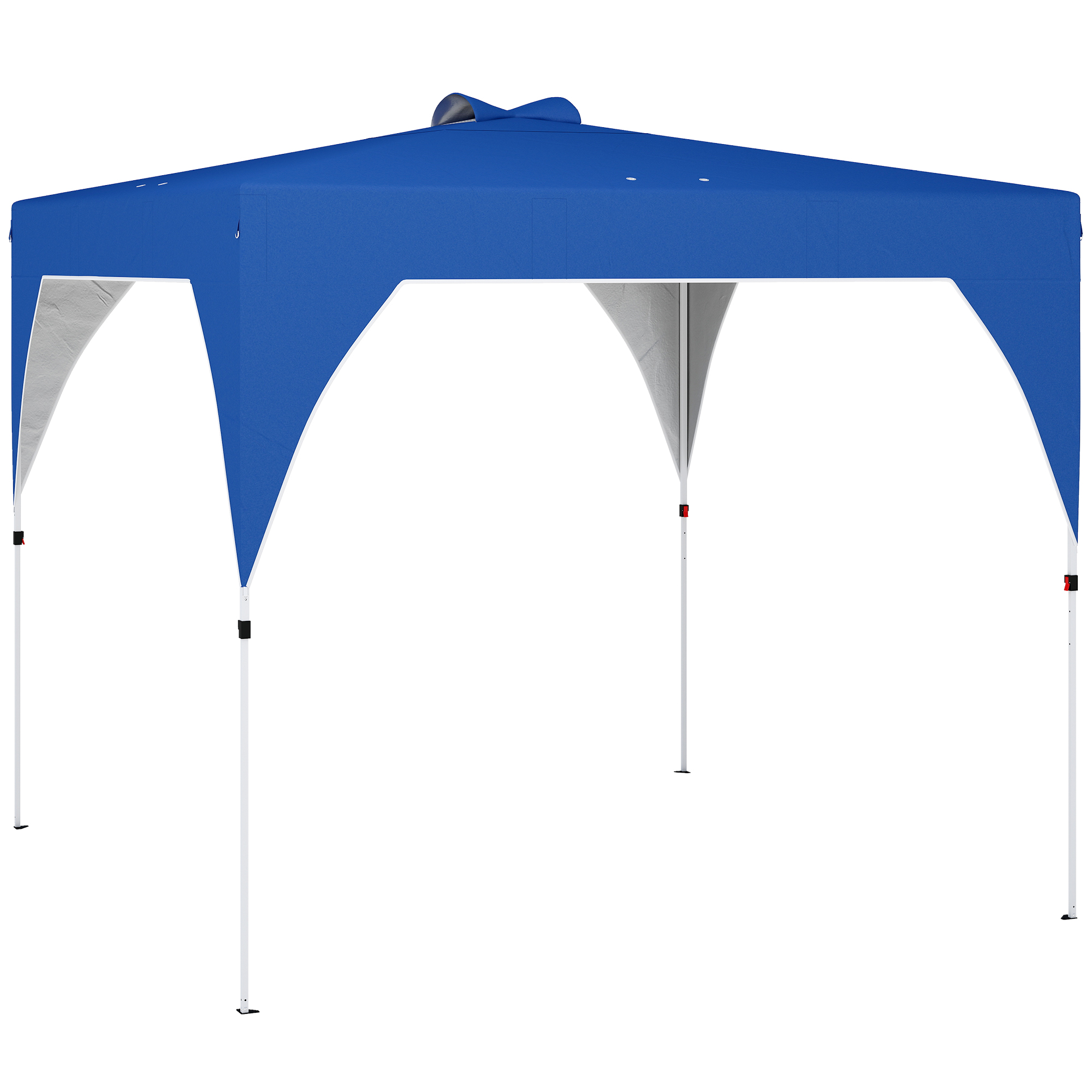 Outsunny Faltpavillon 3x3 m, Pop-up, Gartenpavillon mit oberer Belüftung, Zentralverriegelung, UPF50+, 3-stufig höhenverstellbar, Transporttasche mit Rollen, Sandsäcke, Blau Aosom