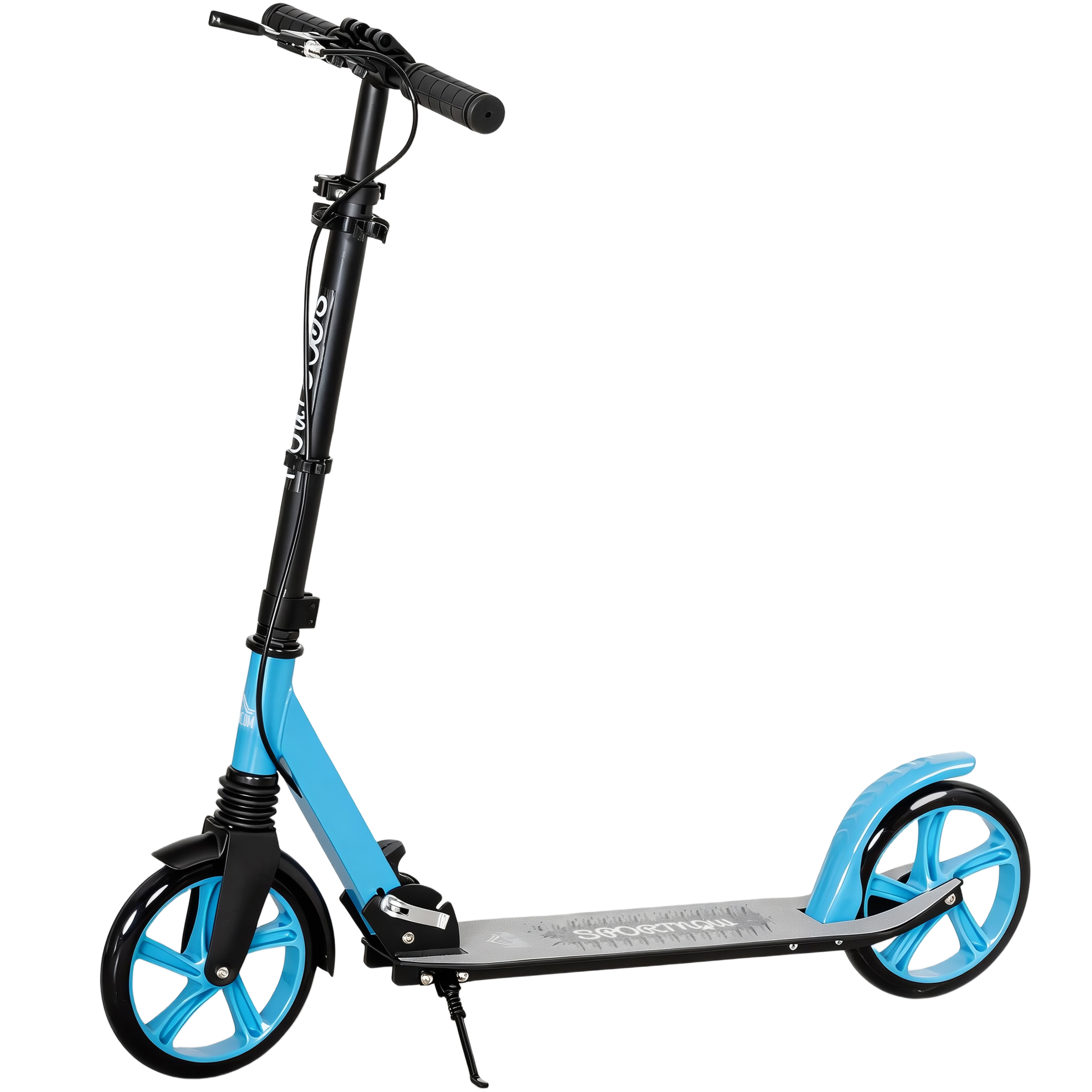HOMCOM Klapproller für Erwachsene und Kinder ab 14 Jahren, leichter Scooter mit verstellbarem Lenker, großem Rad Ø200 mm, Dämpfer und Bremse, Aluminium, Tragkraft 100 kg, 91,5x36,5x91-104 cm, Blau   Aosom