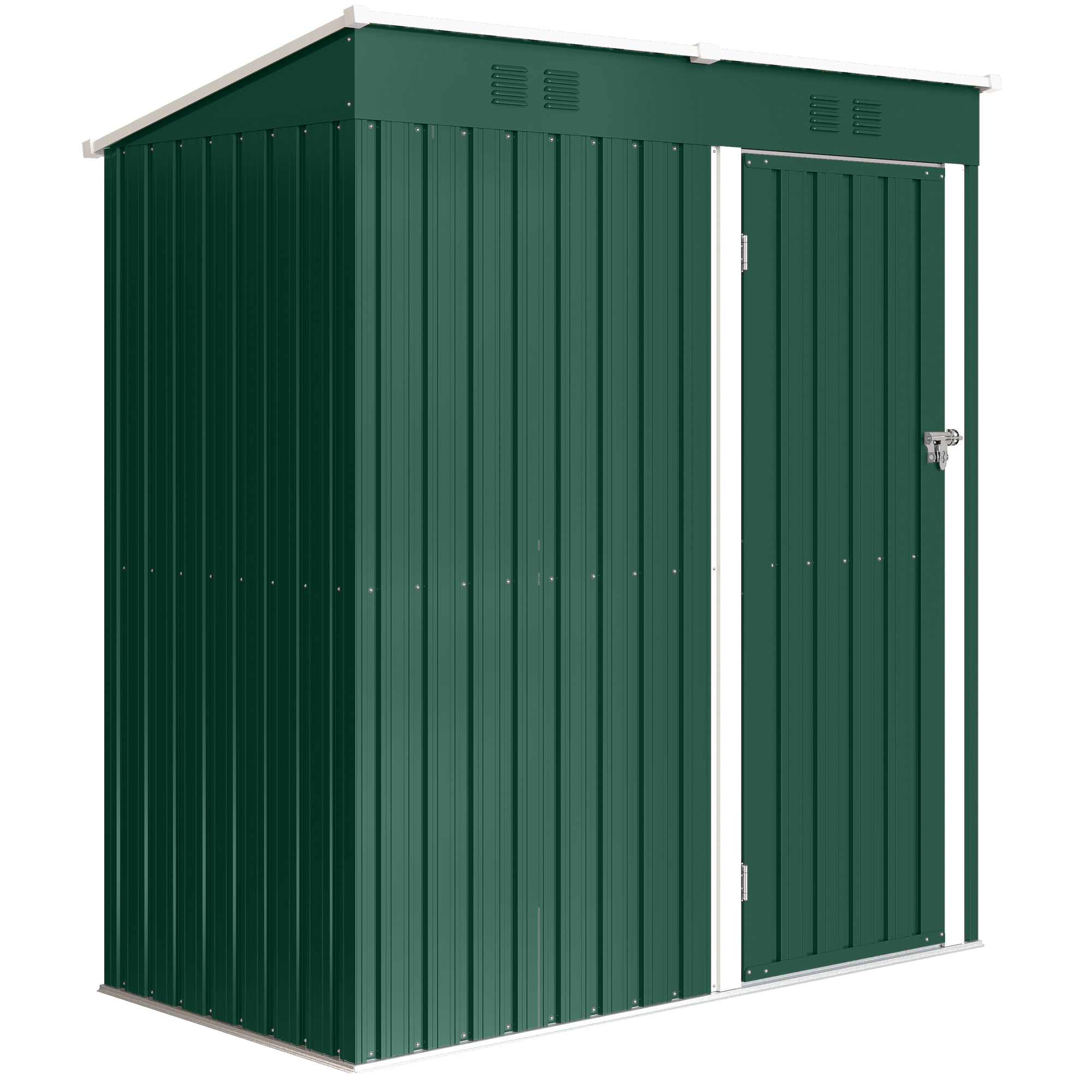 Outsunny Gartenschuppen 1,37 m², 163x90x179 cm, Metall-Geräteschuppen mit abschließbarer Tür und Lüftungsschlitzen, zur Aufbewahrung von Werkzeugen, Grün   Aosom