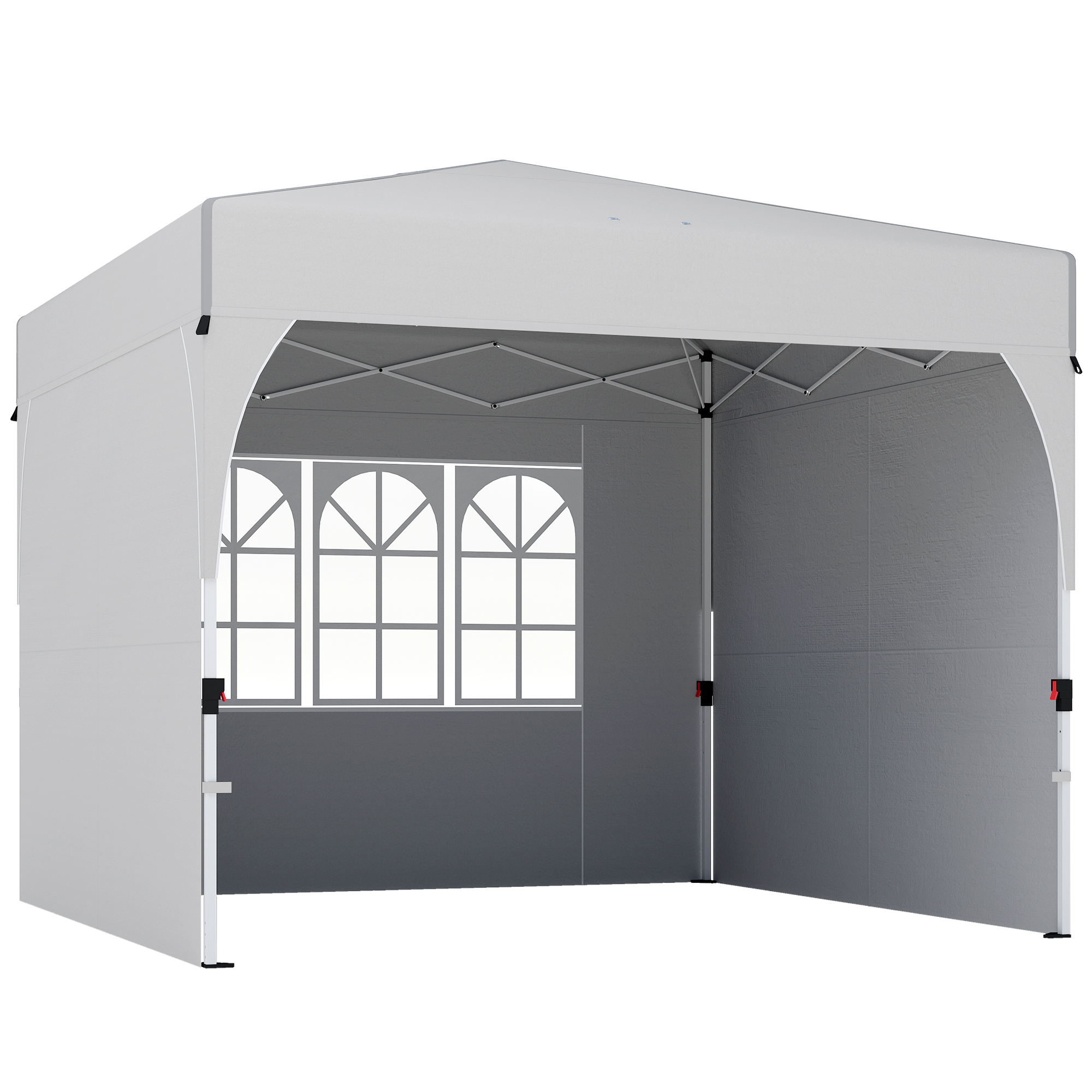 Outsunny Faltpavillon 3 x 3 m Pop-up, höhenverstellbares Faltzelt, UV50+ Schutz, Faltpavillon mit 3 Seitenwänden, 4 Sandsäcke, Tragetasche, einfacher Aufbau, Creme   Aosom