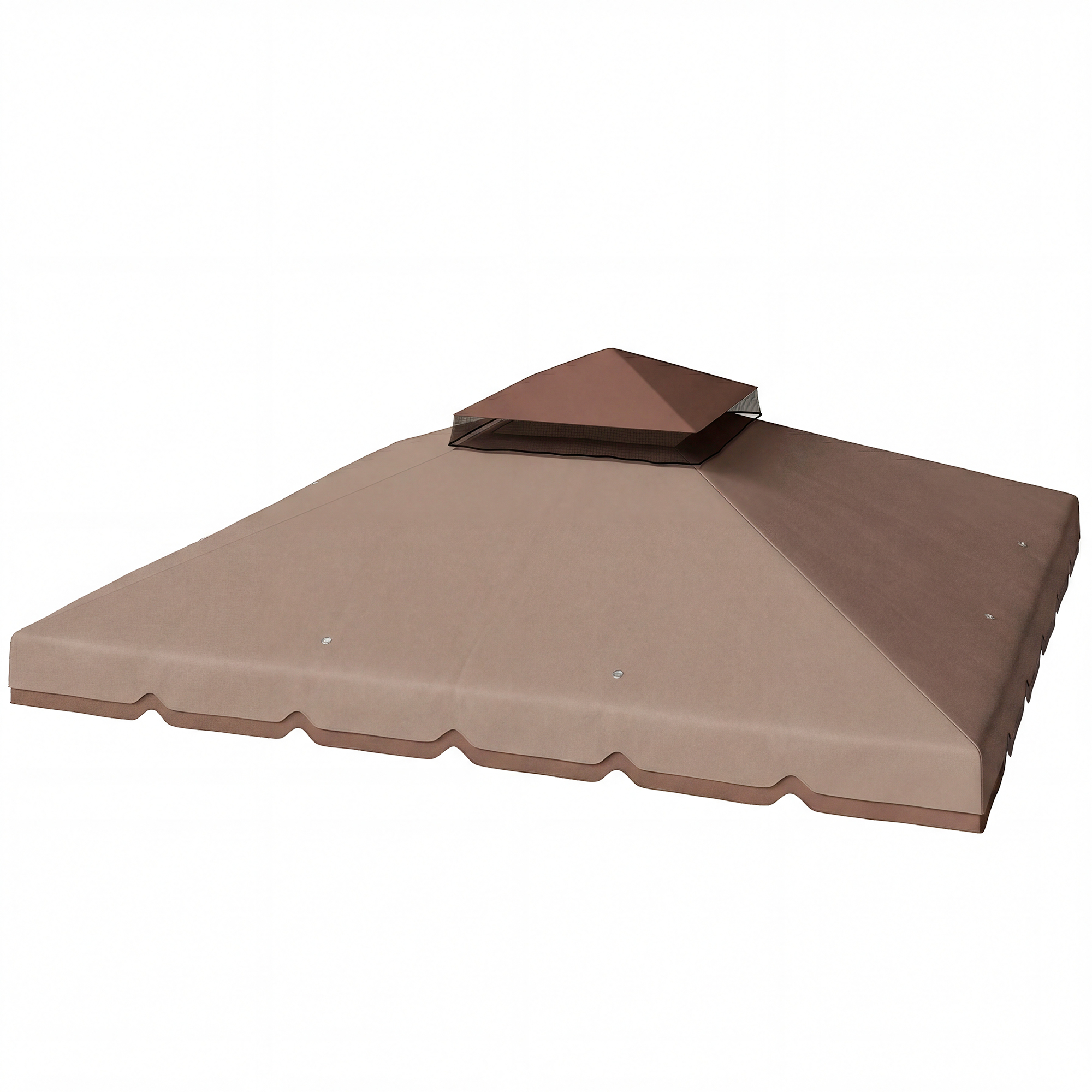 Outsunny Ersatzdach für Pavillon, 3 x 3 m, Ersatzbespannung mit Doppeldach, 8 Entwässerungsöffnungen und UPF 30+ Schutz, NUR Ersatzdach für Pavillon, Khaki Aosom