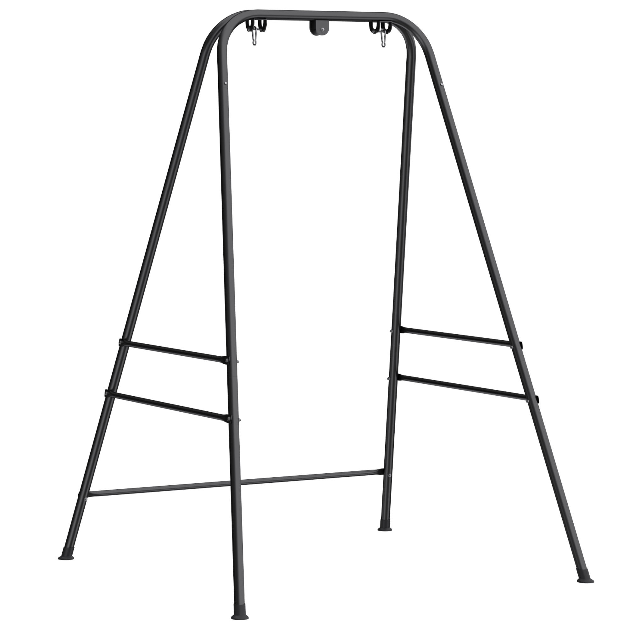 Outsunny Gestell für Hängesessel & Hängematte, 183 cm, Schaukelgestell aus Stahl, rutschfeste Pads und 2 Karabiner, für Innen- und Außenbereich, Tragkraft 150 kg, Schwarz Aosom